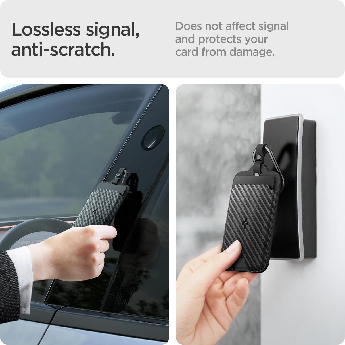 Spigen Card Holder Case Designed For Tesla Key Cards (Vegan Leather) - 2 Pack