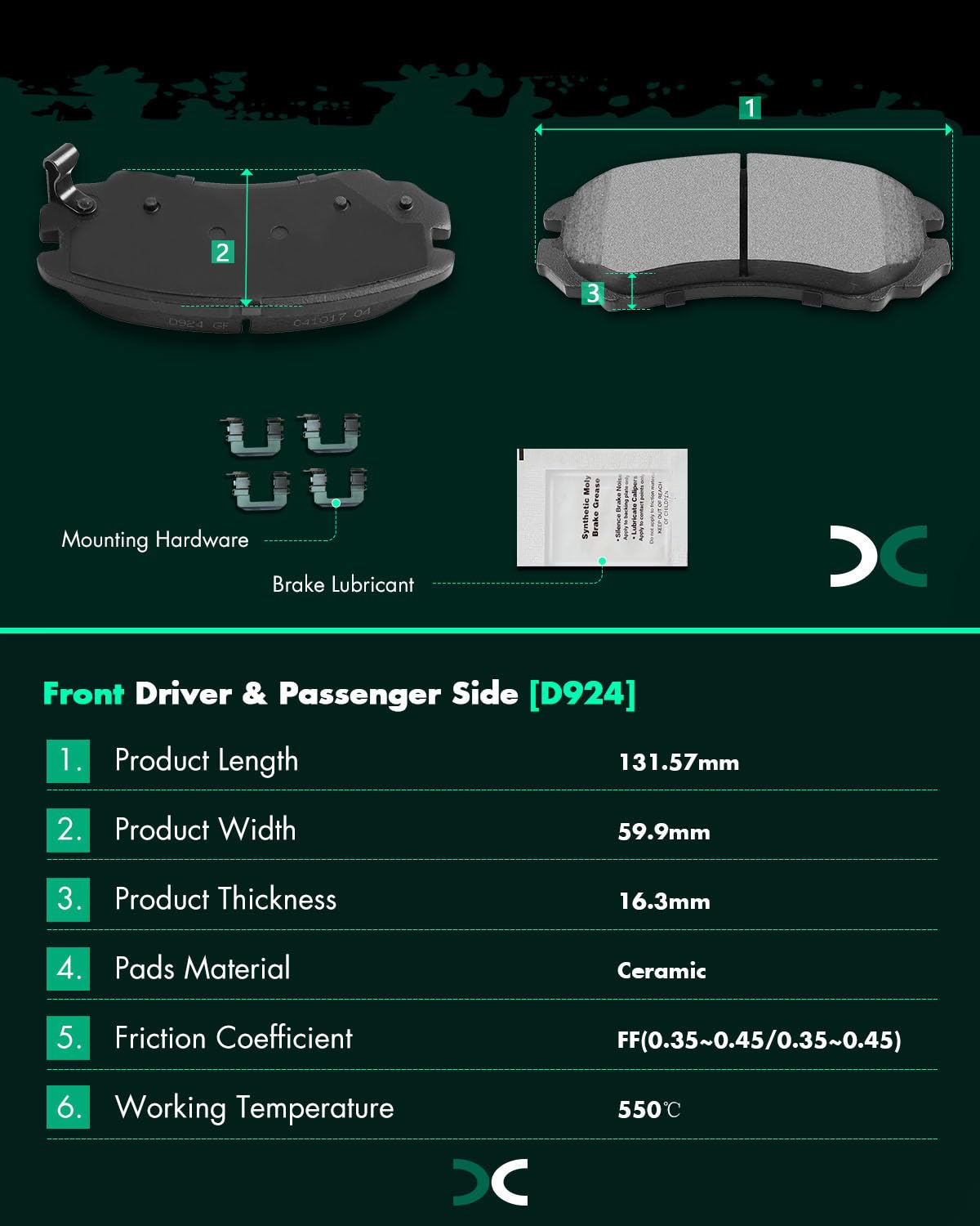 Scitoo D924 D813 Ceramic Brake Pads Sets Front & Rear Fit For Hyundai Elantra 07-09,For Hyundai Sonata 2003-2008,For Hyundai Tuc