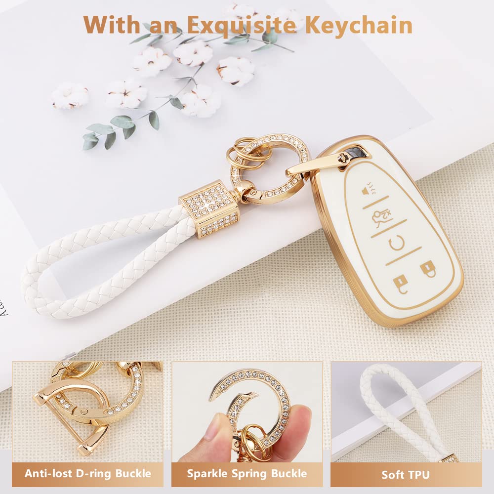 Pifoog Key Fob Case For Chevy Tpu 5 Button Keys Cover Shell Glittering Car Keychain For Malibu Equinox Trax Camaro Blazer Traver