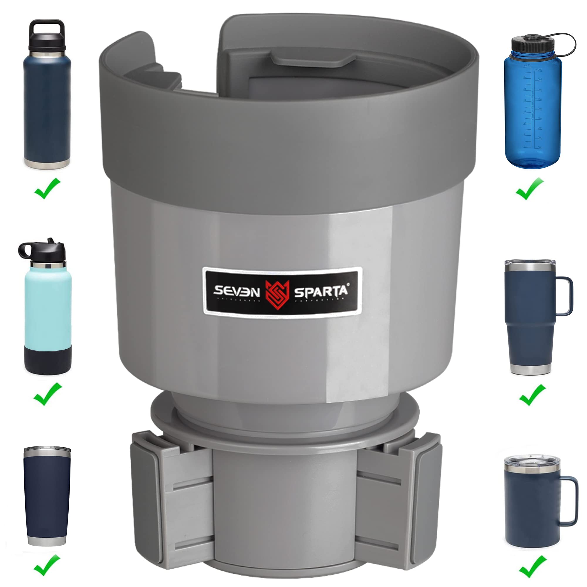 Seven Sparta Expander Car Cup Holder Expander Organizer With Adjustable Base, Compatible With Hydro Flasks 32/40 Ounce, Compatib