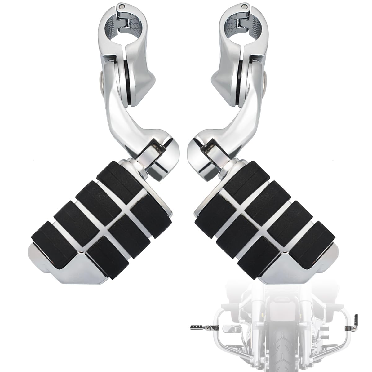 Fovplue 1.25' Highway Footpegs, Short Angled Adjustable Highway Pegs W/Mounts For Harley Touring Street Glide Electra Glide Road King Softail Cvo Dyna Trike Vrsc Sportster W/1-1/4' Engine Guard,#2