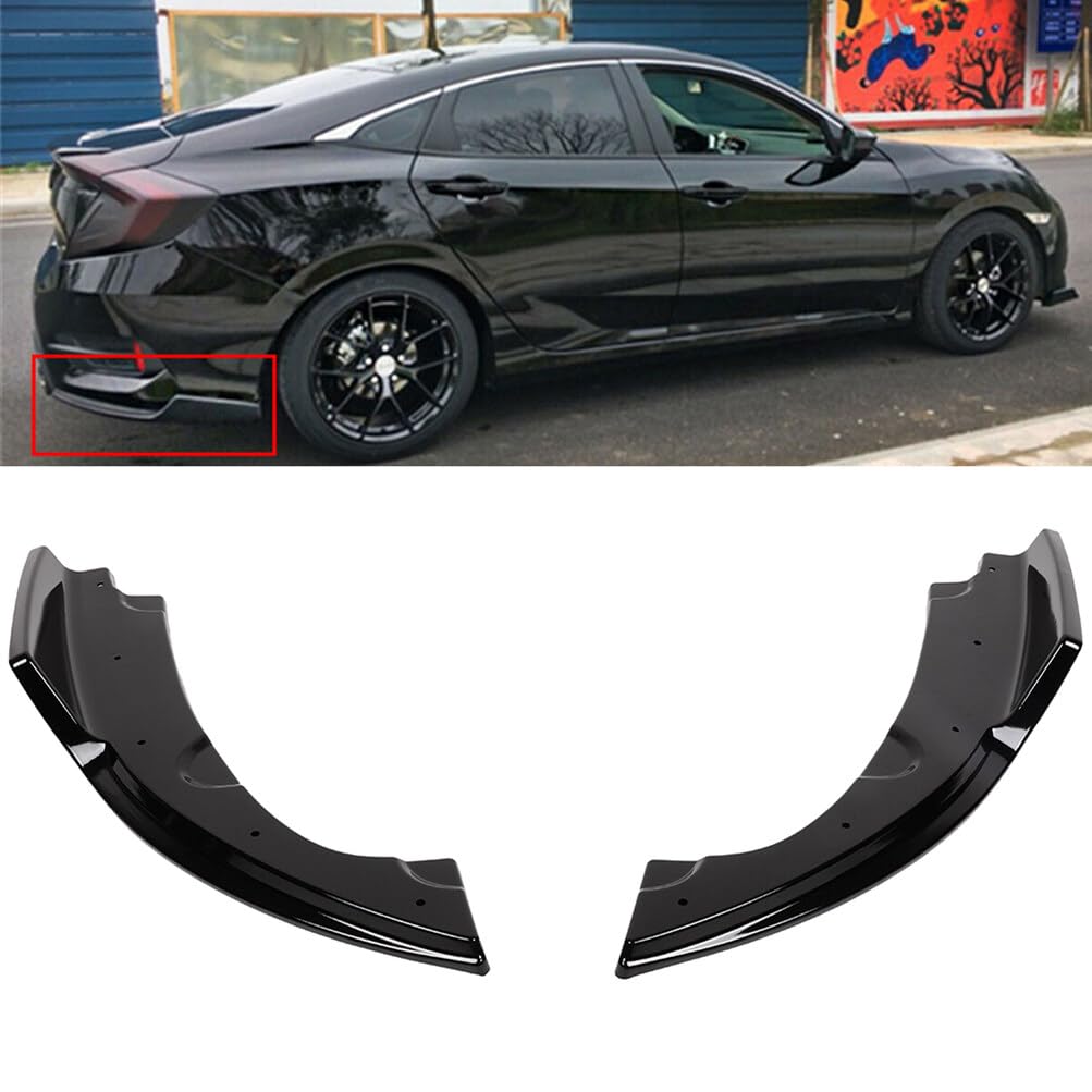 Scitoo Glossy Black Rear Bumper Lower Side Splitters Apron Valance Fits For 2016-2019 For Honda Civic Sedan Pp Rear Bumper Lower Side Lip Canards Diffuser Splitter Apron Valence