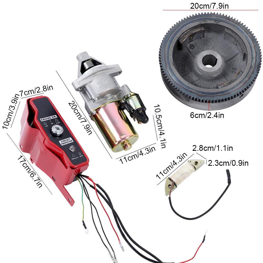 Electric Start Kit Fit For Gx340 11Hp Gx390 13Hp Starter Motor Lgnition Flywheel Switch For Gx340 Gx390 Electric Motor Start Kit