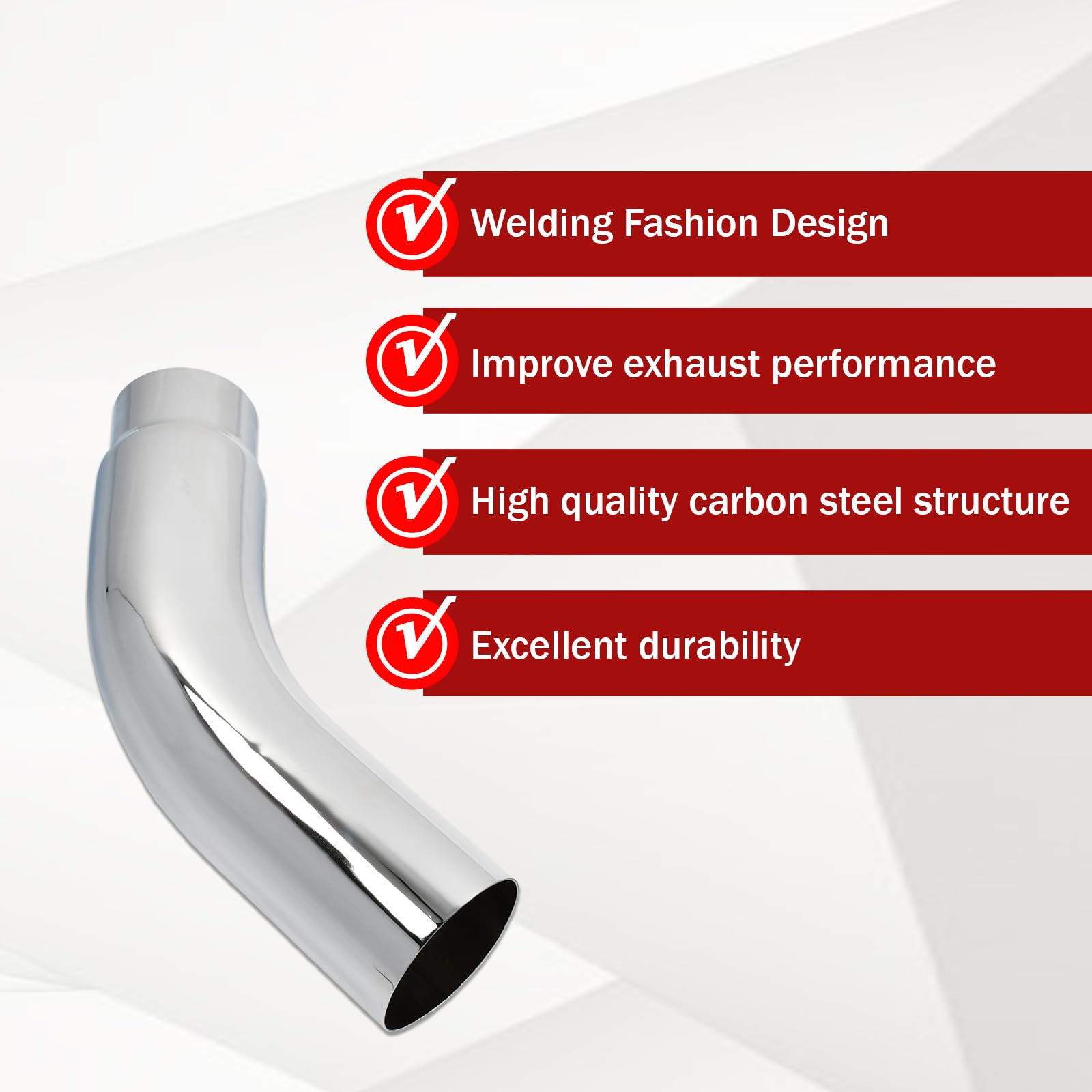 BIGREAT 5 Inch Chrome Plated Diesel Exhaust Elbow Tip,5'' Inlet 6'' Outlet Side Exit Exhaust Tip, 23'' Length Turndown Exhaust P