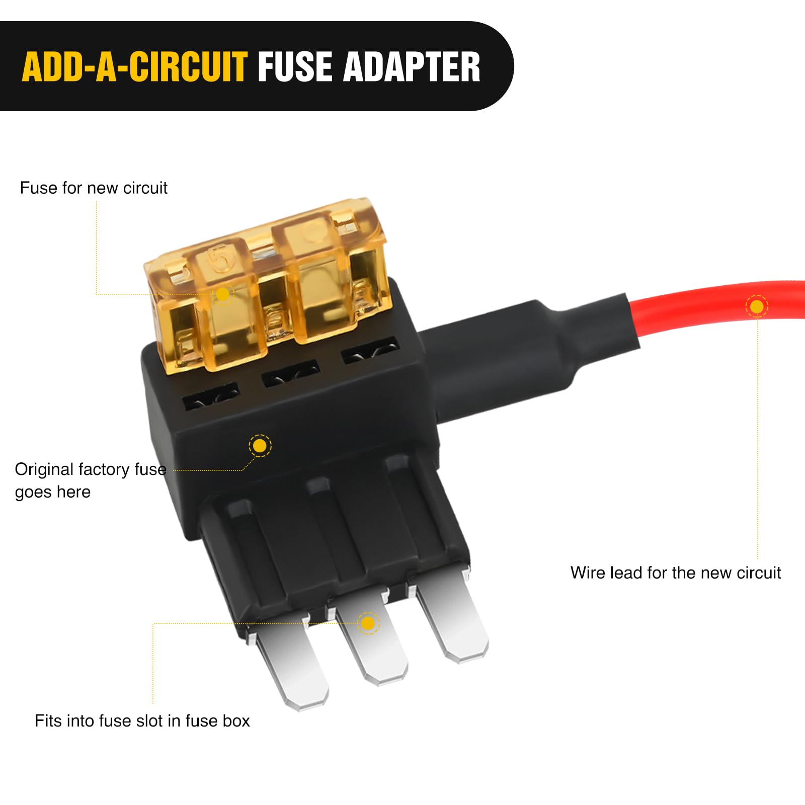 Nilight 2 Pack Micro 3 Fuse Tap Add-A-Circuit Blade Style Expandable Circuit Tap Adapter Powers 12 Volt Underbody Underglow Inte