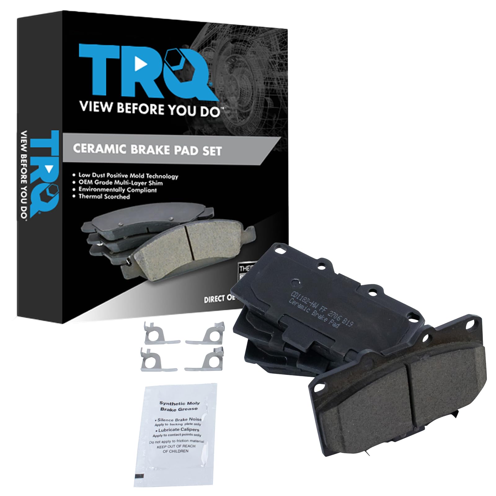 TRQ Front Brake Pads Ceramic Compatible with 2006-2007 Subaru Impreza