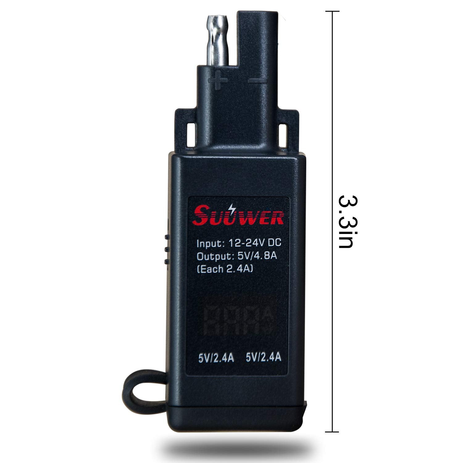 Suuwer 4.8A Motorcycle Usb Charger, Quick Disconnect Sae To Dual Usb Adapter Motorcycle Phone Charger, With Led Voltmeter & On/Off Switch