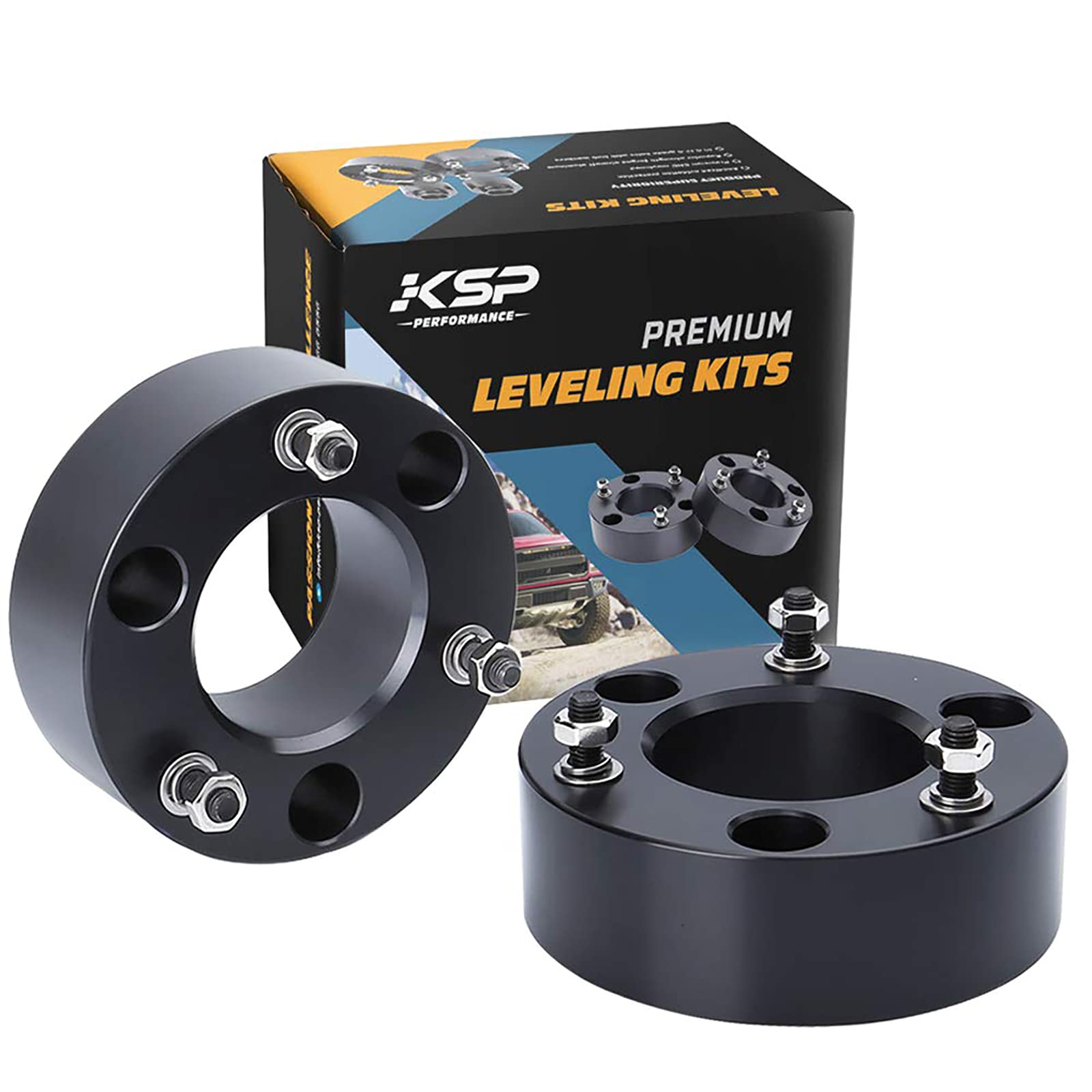 KSP 3'' Front Leveling Kits for Silverado 1500 2WD/4WD 2007-2019, Sierra 2WD/4WD 2007-2019, 3 Inch Suspension Strut Spacers Lift