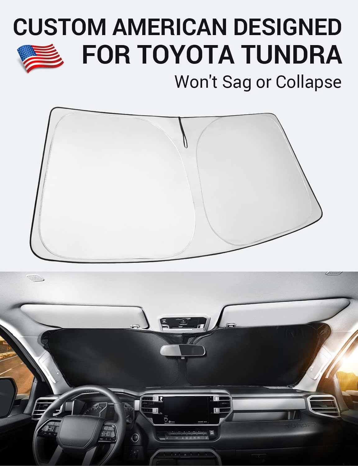 Proadsy Upgrade Windshield Sunshade Custom Fit Tundra 2025 2024 2023 2022 Limited Sr5 Platinum Trd Pro Pickup Block Sun Uv Shiel