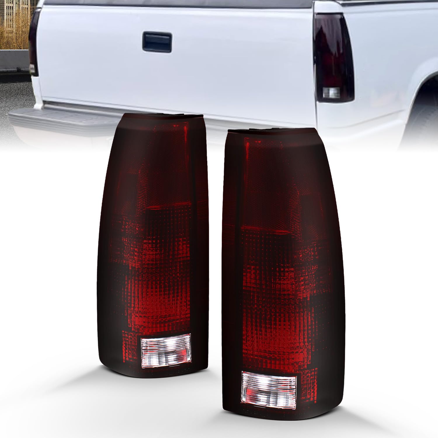 Amerilite For 1988-2000 C/K Truck Tahoe Fullsize Blazer Sierra Suburban Oe Dark Red Rear Brake Lamp Replacement Tail Lights Asse