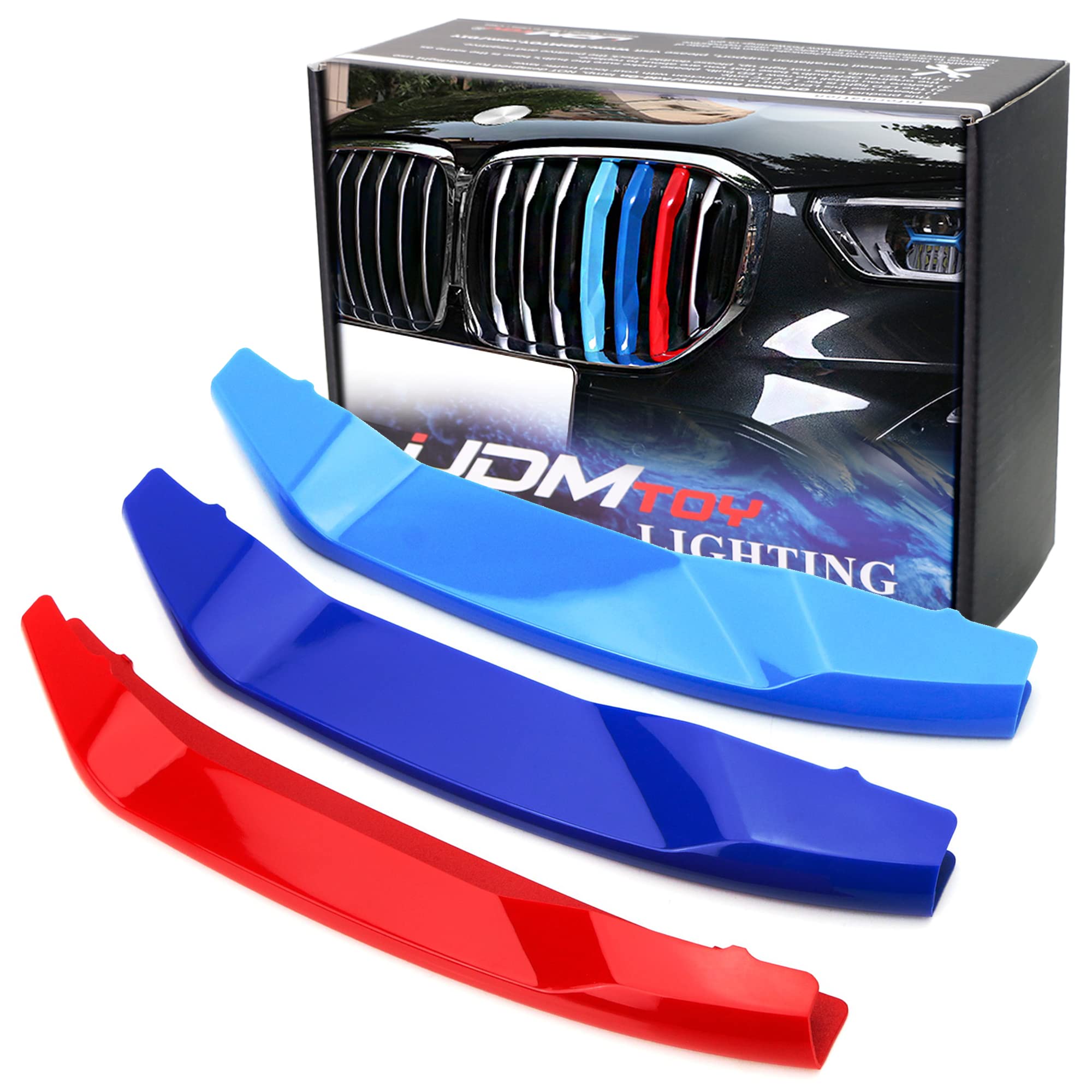 Ijdmtoy Exact Fit///M-Colored Grille Insert Decoration Trims Compatible With 2019-Up Bmw G05 X5 With Night Vision Camera & 7 Beam Kidney Grill