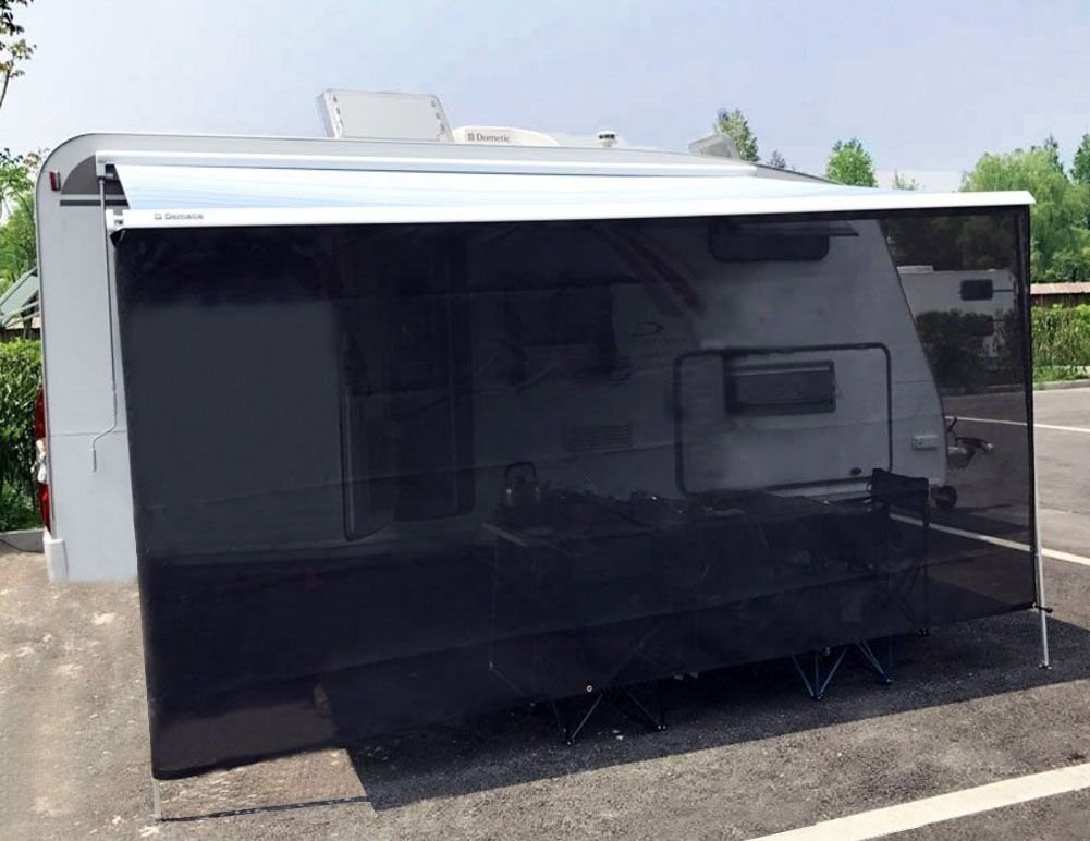Tentproinc Rv Awning Sun Shade Mesh Screen 6' X 13' 3'' - Black Complete Kits Motorhome Camping Trailer Uv Sunblocker Canopy She