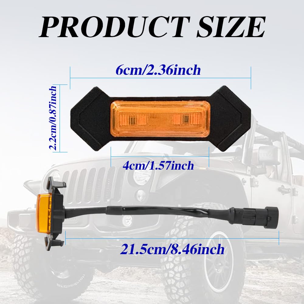 4Pcs Led Amber Lights, Bright Amber Light, Grill Led Lights With Wire Harness, Front Grille Led Lights, Car Accessories Waterpro