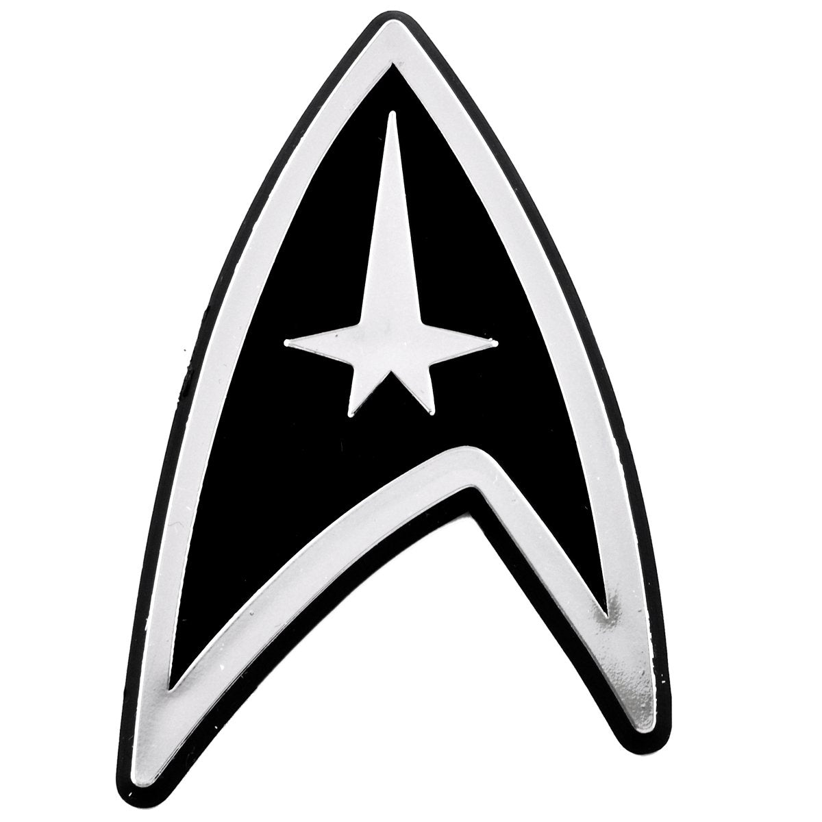St Starfleet Insignia Logo Plastic Auto Emblem - [Silver][2 1/4'' X 3 1/4'']