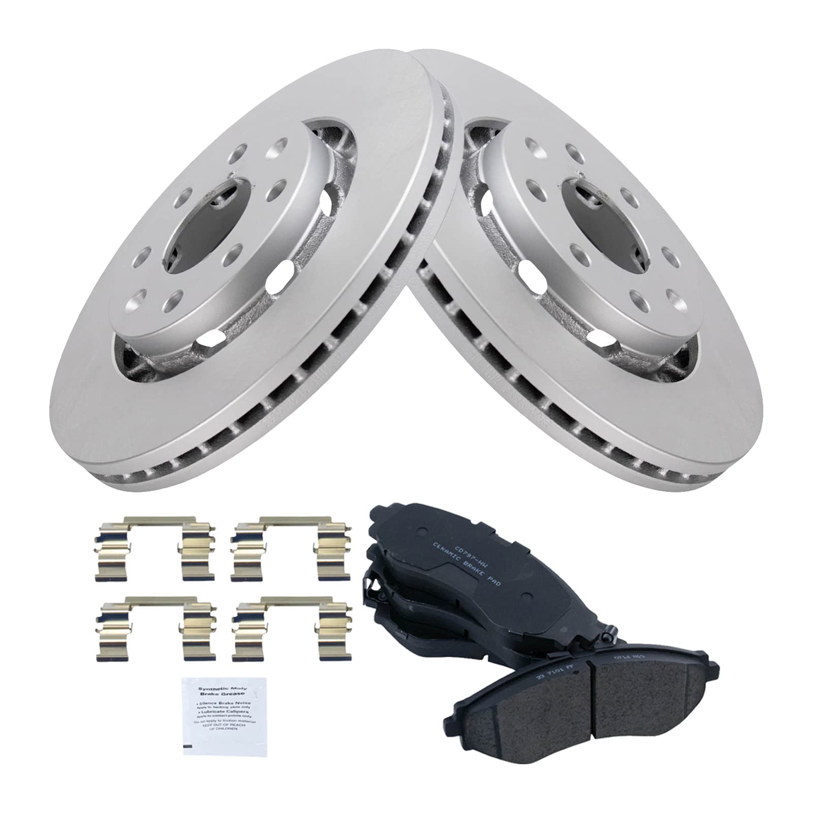 Trq Front Brake Pad & Rotor Kit Brake Pads Brake Rotor Ceramic Premium G-Coated Compatible With 2004-2011 Chevrolet Aveo 2007-20