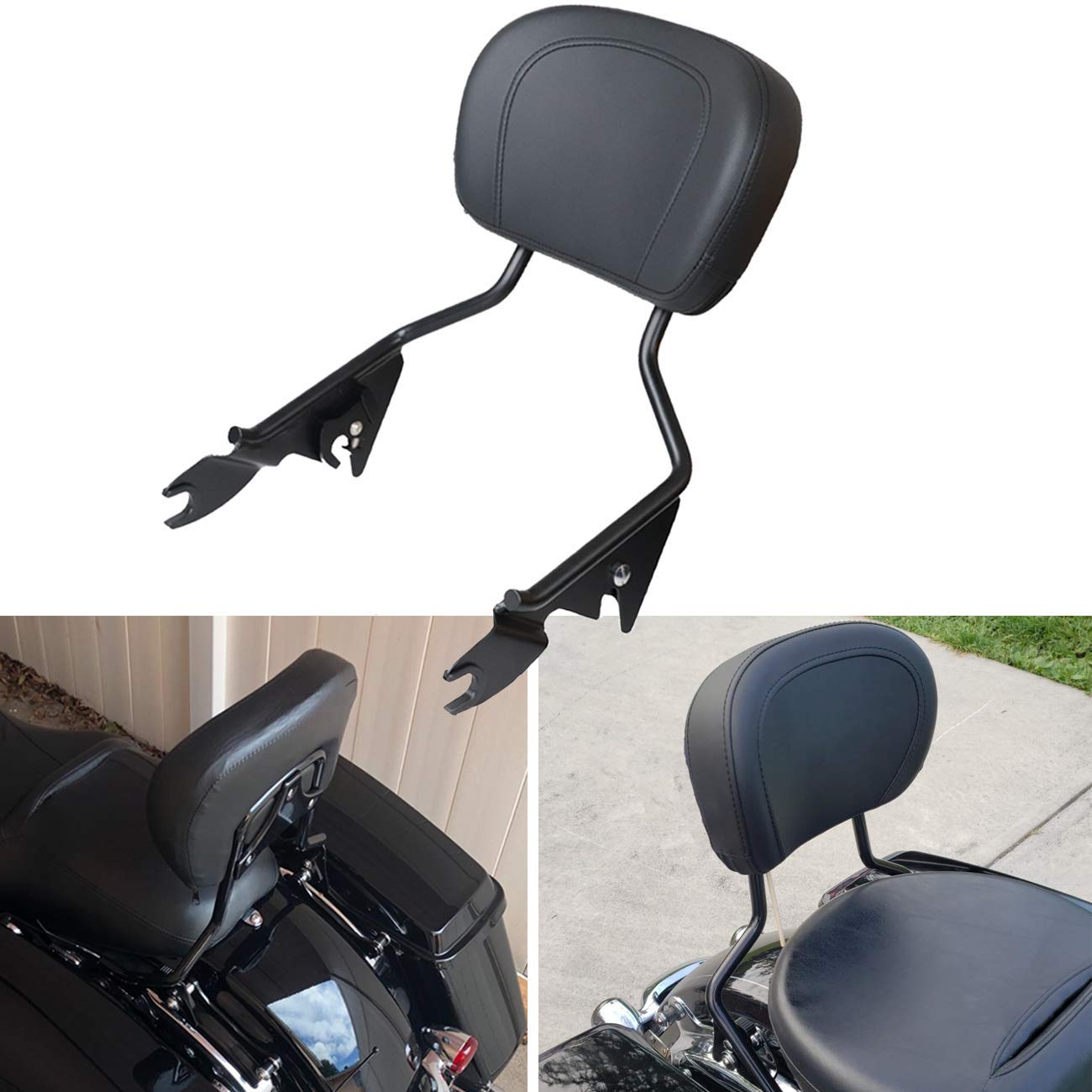 Aufer Detachable Upright Passenger Backrest Sissy Bar W/Back Rest Pad Compatible With For Touring Road King Street Glide Electra