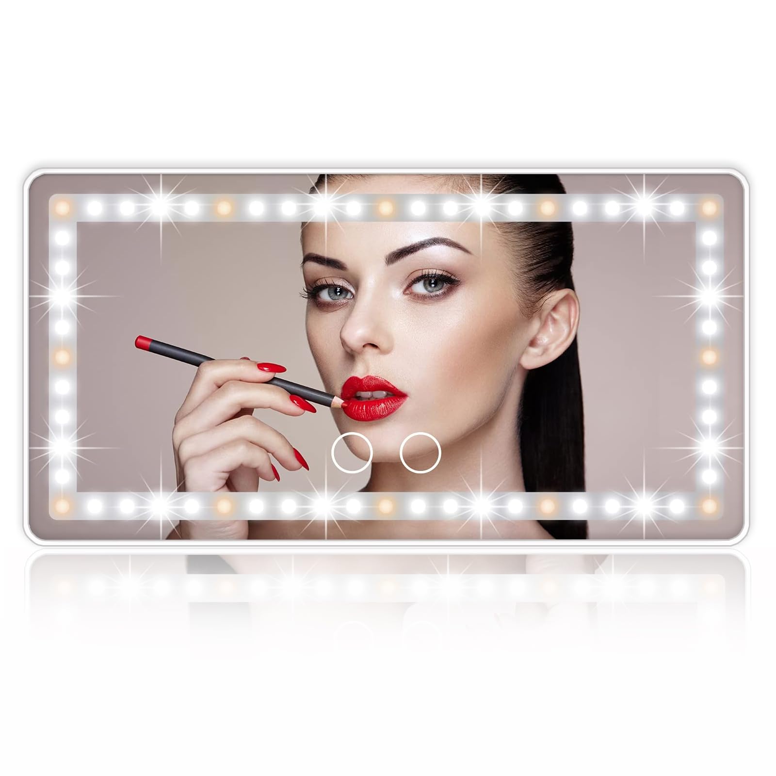 Car Sun Visor Vanity Mirror, Rechargeable Makeup Mirror With 3 Light Modes & 60 Leds - Dimmable Clip-On Rear View Sun-Shading Co