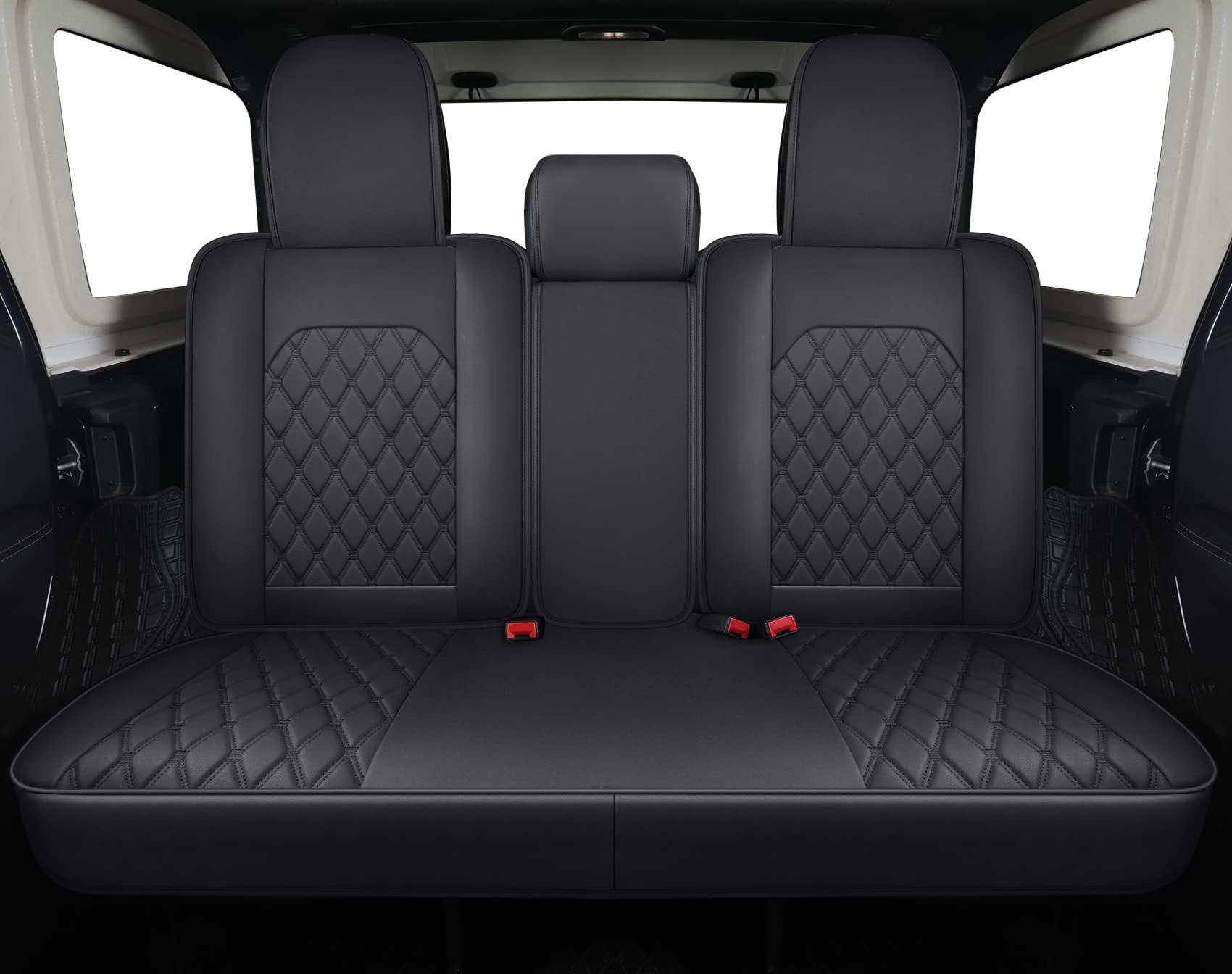 Aierxuan Jeep Wrangler Jk Jl 4-Door Back Seat Covers Custom Fit 2007-2023 Unlimited Rubicon 392 Sahara Willys Sport High Altitude 4X4 Truck Pickup Waterproof Leather (Rear Seat/Black1)