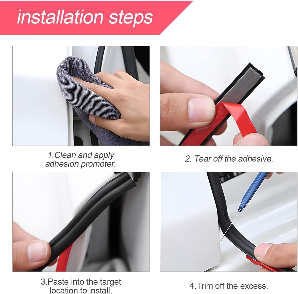 Car Door Rubber Seal Strip, Double Layer 5 Holes Self Adhesive Sealing Stickers, Noise Insulation Weatherstrip Car Door Edge Pro