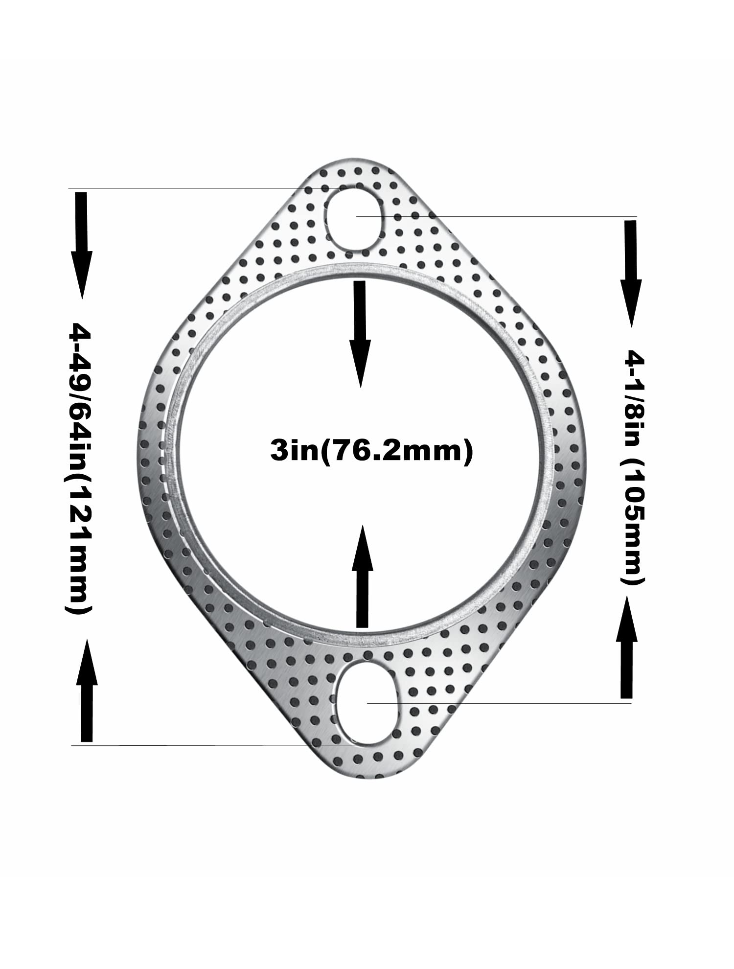 Strongthium 3“ Exhaust Gasket 2 Bolt For 3 Inch Muffler Flange Manifold 120-07610-0002 High Temperature 2X
