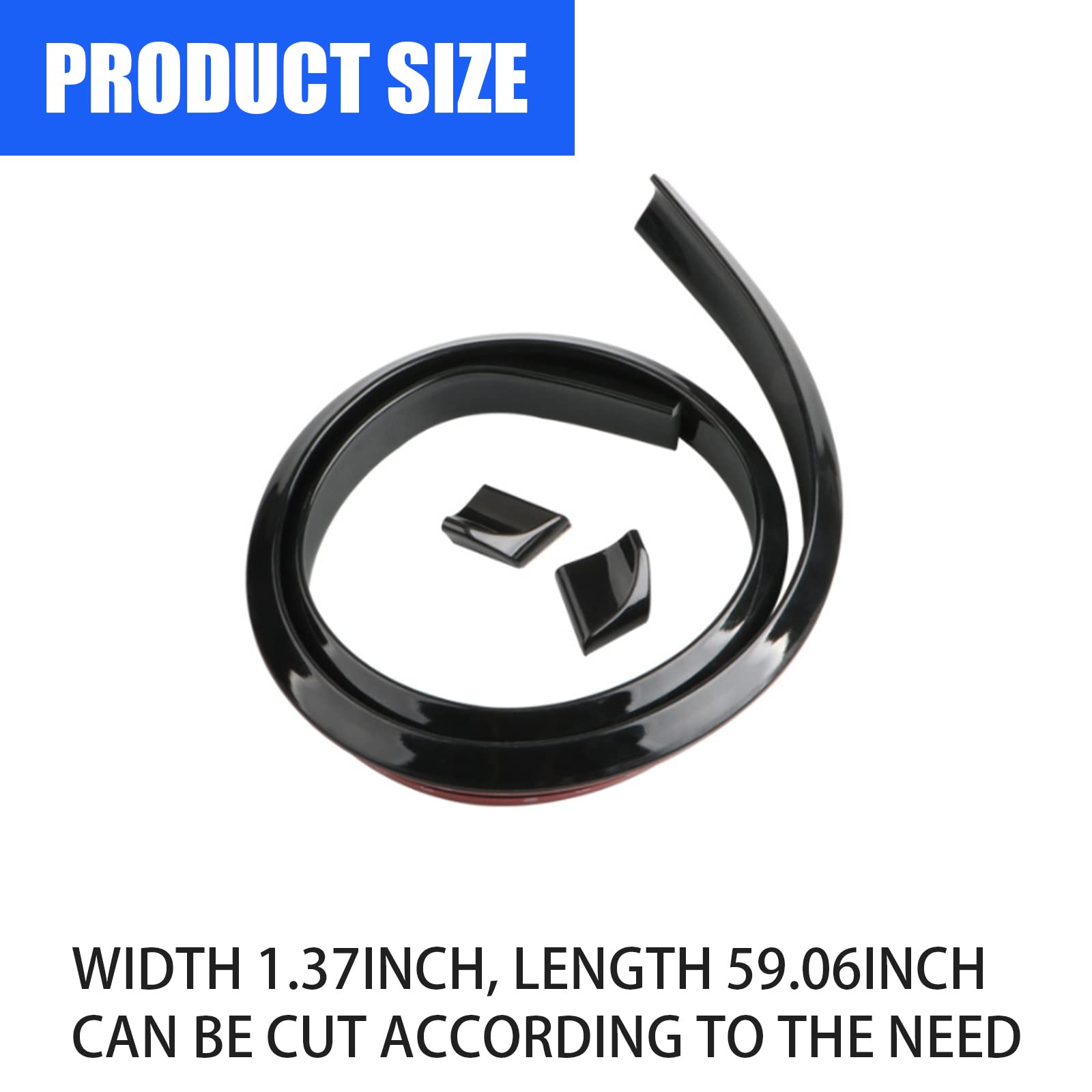 Miytsya Pack-1 Car Rear Spoiler, Universal 4.9Ft/1.5M Gloss Black Rubber Car Rear Spoiler Kit, Spoiler For Car Rear Window Fits