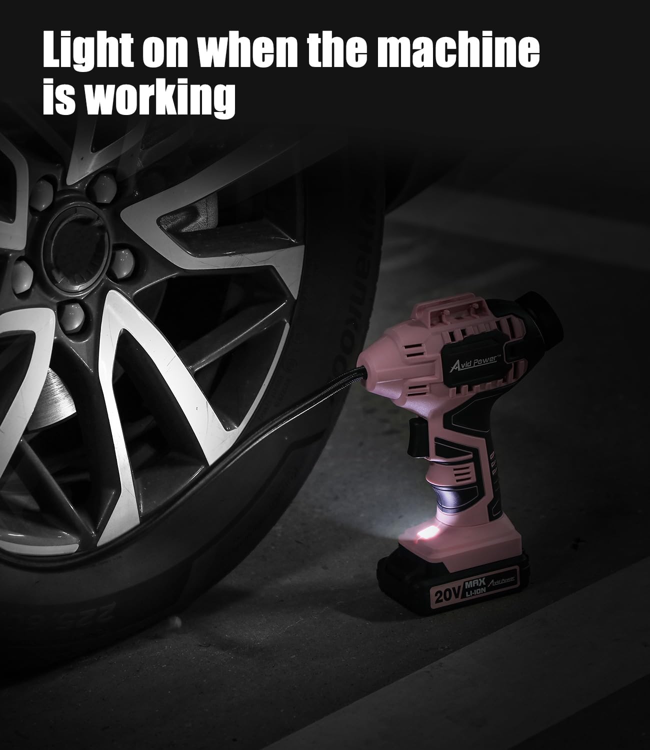 Avid Power Tire Inflator Air Compressor, 20V Cordless Car Portable Tire Pump W/Rechargeable Li-Ion Battery W/ 12V Dc Adapter, Di