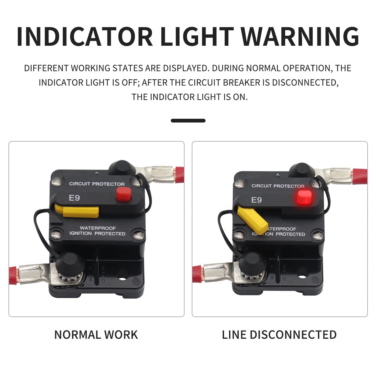 T Tocas 30 Amp Circuit Breaker 12V - 48V DC with LED Indication Manual Reset for Trolling Motor Marine Waterproof IP67 30A