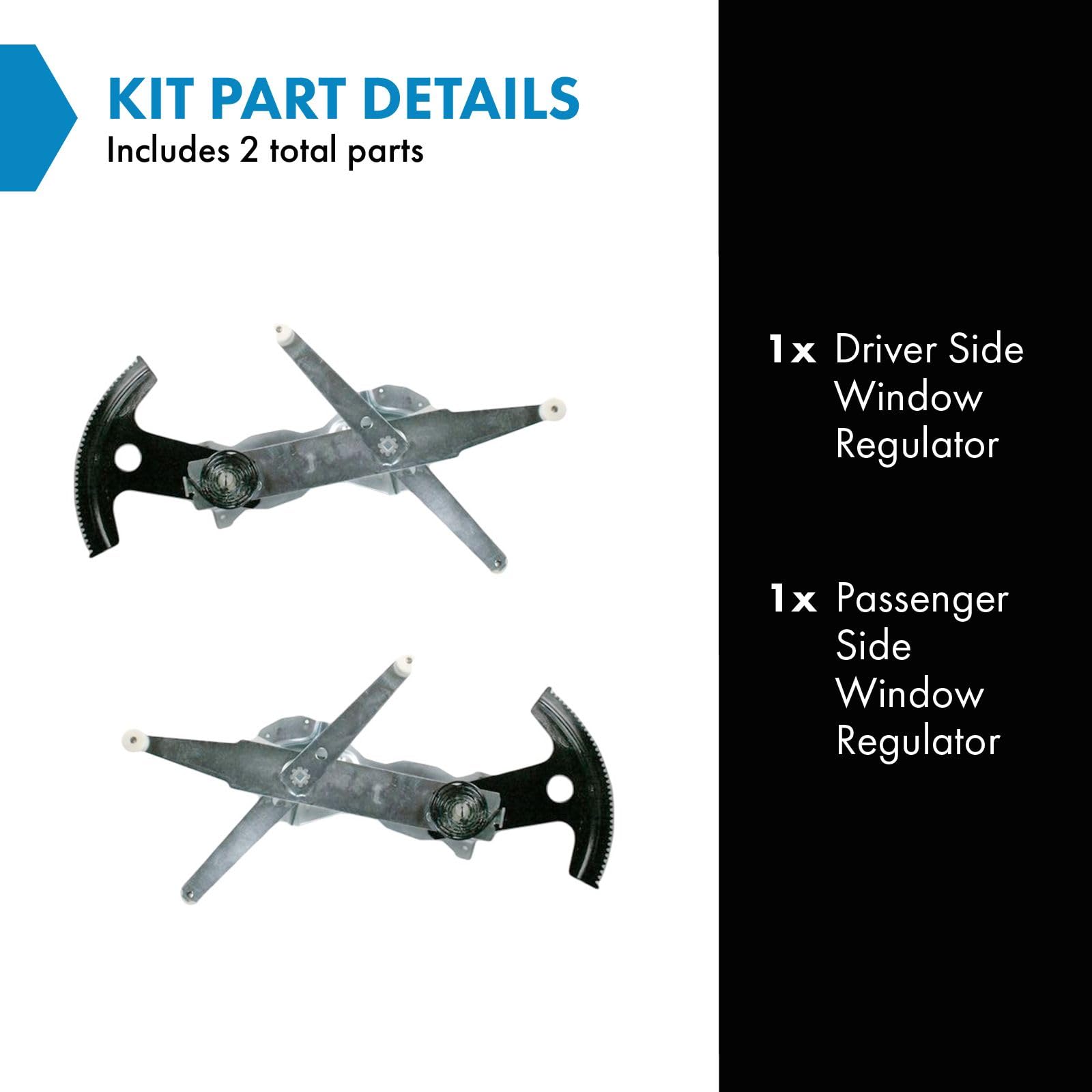 Trq Driver & Passenger Side Power Window Regulator Set Compatible With 1993-2002 Chevrolet Camaro Pontiac Firebird