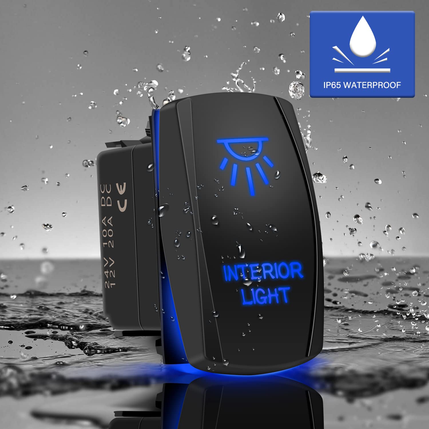 Interior Lights Rocker Switch 5Pin Laser On/Off Blue Led Light 20A/12V 10A/24V Toggle Switch With Jumper Wires Set For Automotiv