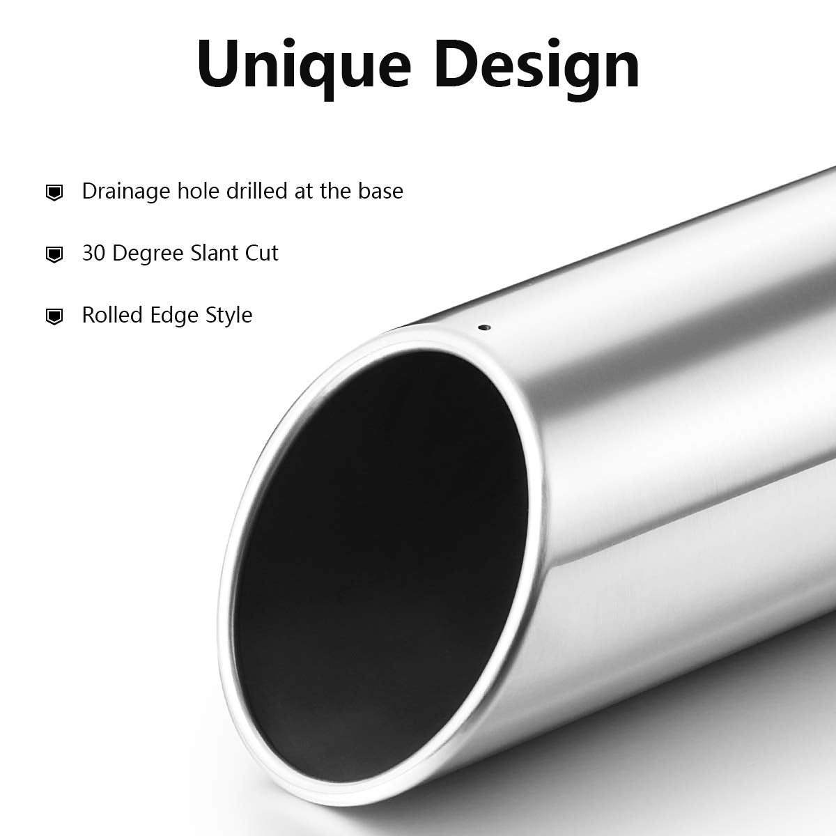 2.5'' Inlet Exhaust Tip 2Pcs, A-KARCK Polished Exhaust Tailpipe Tip 2.5'' Inlet 4'' Outlet 18'' Long Weld On Stainless Steel Pro