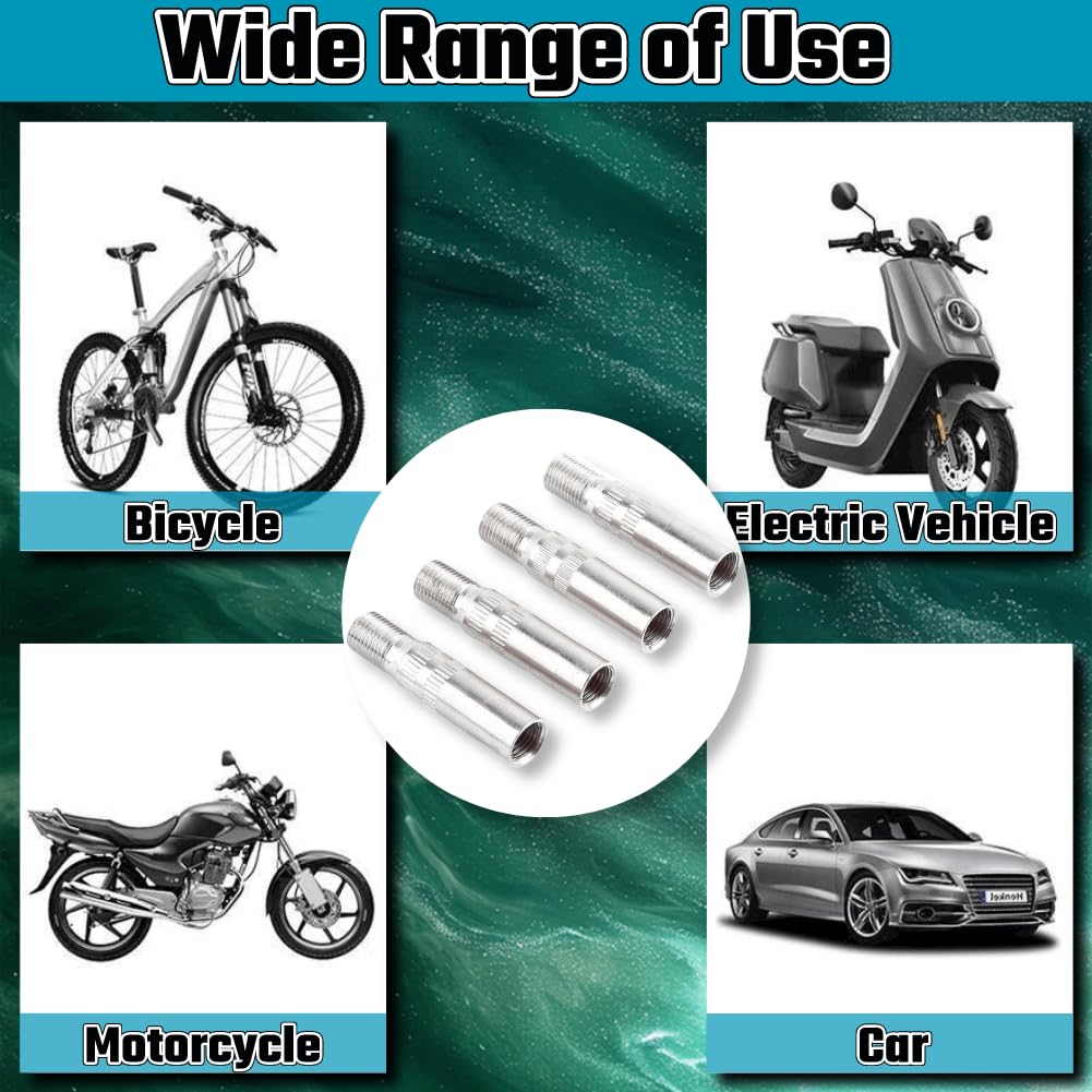HuGuWdy Valve Stem Extension 4Pcs 39mm, Tire Valve Extension Valve Stem Extenders Tire Valve Extenders Brass Tire Stem Extension