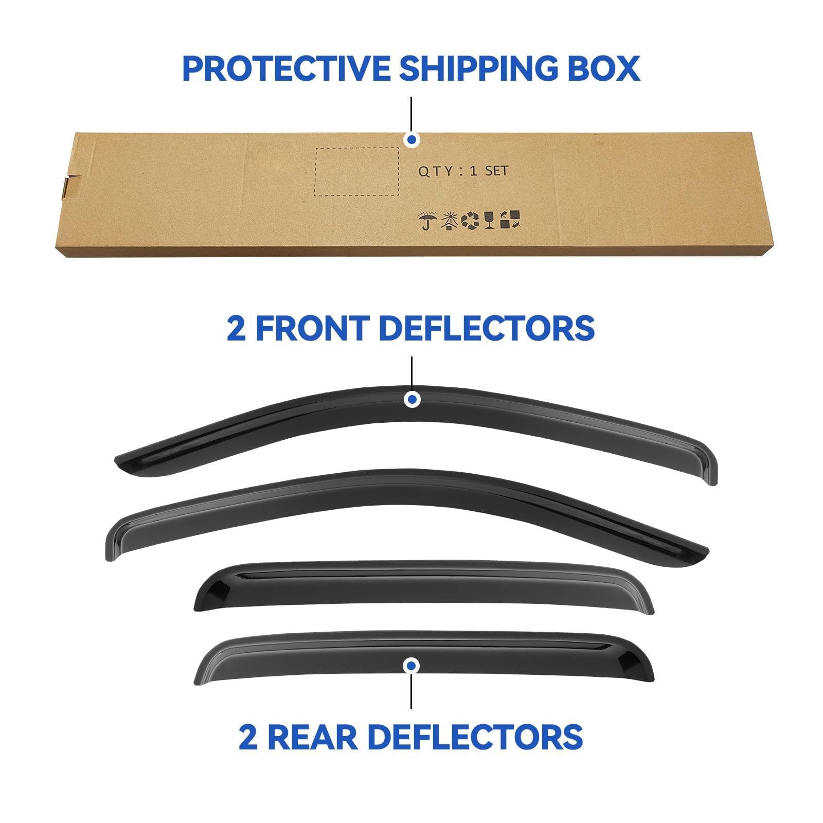 Window Visors Rain Guards For Toyota Tacoma 2005-2023 Double Cab/Full-Size Cab, Out-Channel Window Vent Wind Deflectors Visors S