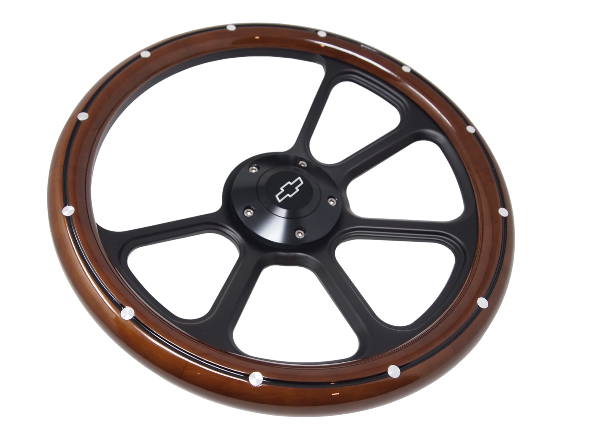 Fits Chevy C/K Series Truck Real Mahogany Steering Wheel, Horn & Adapter 3 Spoke Billet