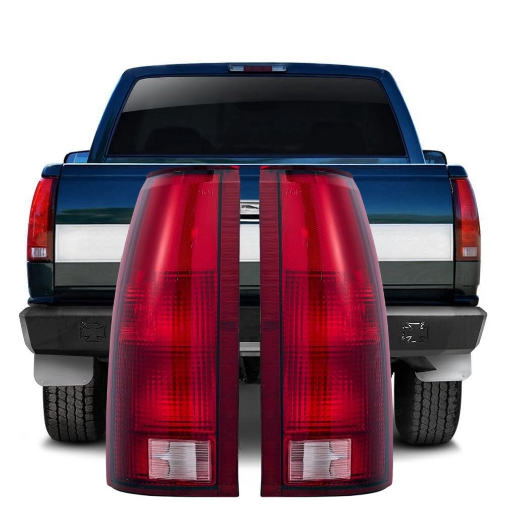 Tulalux Tail Lights Lamps For 1988-1998 Chevy/Gmc C/K 1500 2500 3500 Silverado Yukon Suburban Tahoe 1999-2000 Cadillac Escalade 1992-1994 Chevrolet Blazer (Red Without Circuit Board)