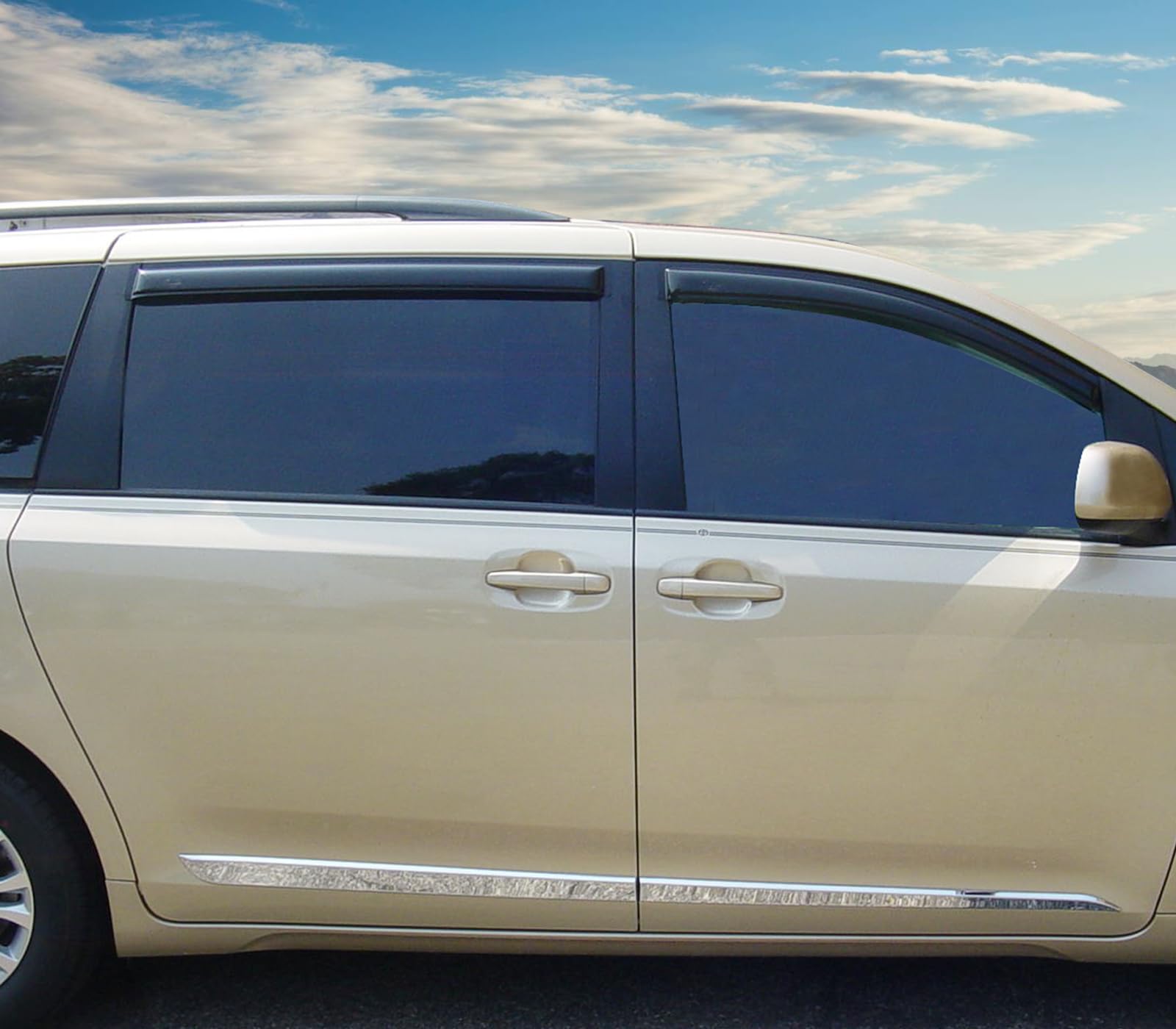 Window Visor Compatible with 2011-2020 Toyota Sienna, Slim Style Acrylic Smoke Tinted Sun Rain Wind Guards Shield Vent Cover Sha