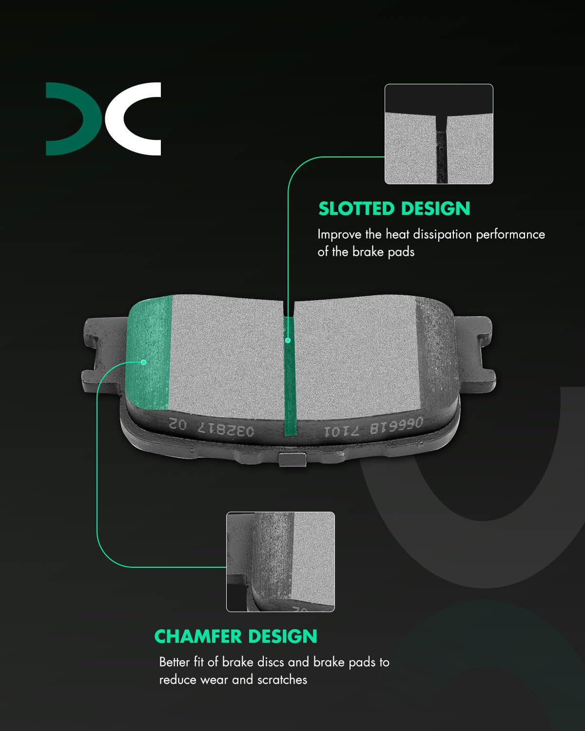 Scitoo D885 Rear Ceramic Brake Pads Sets Fit For Lexus Es300 2002-2003,For Lexus Es330 2004-2006,For Toyota For Camry 2002-2006,