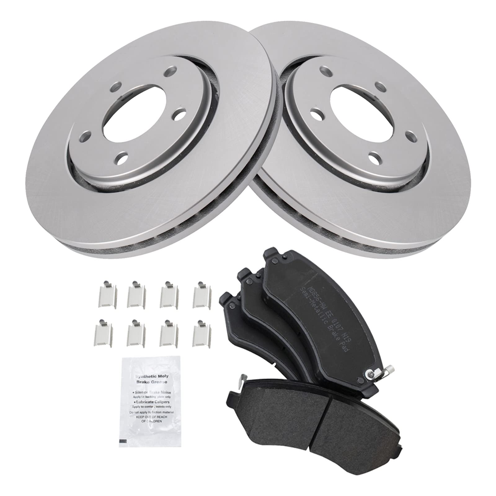 Trq Front Brake Pad & Rotor Kit Premium G-Coated Semi-Metallic Compatible With 2006 Dodge Grand Caravan