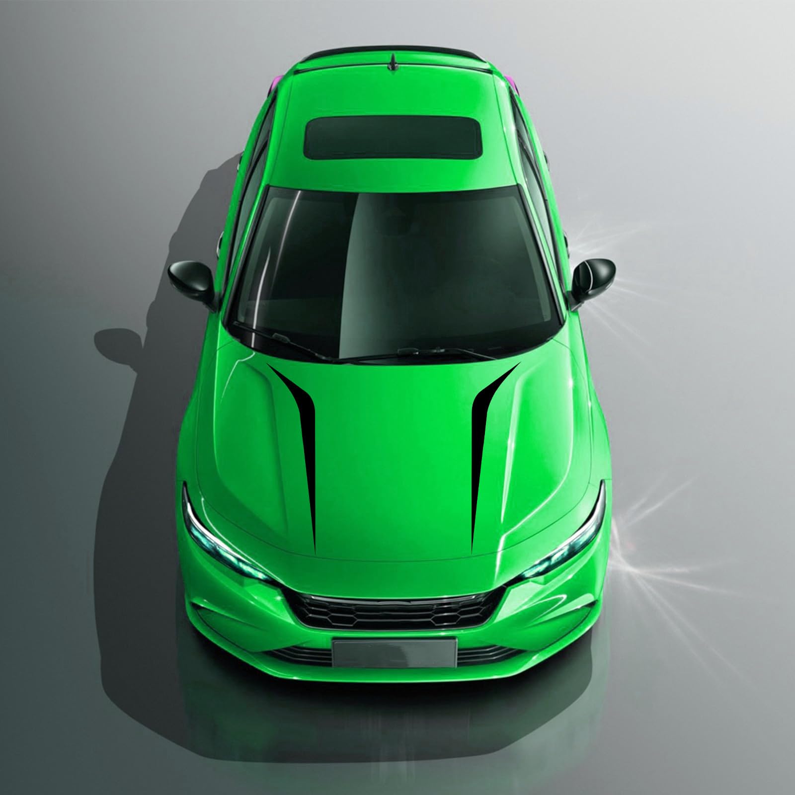 Lanzmyan 39.4''X7.3'' Vinyl Car Hood Stripes Sticker,Racing Stripes For Cars,Automotive Exterior Accessories Decoration 2Pcs(Black)