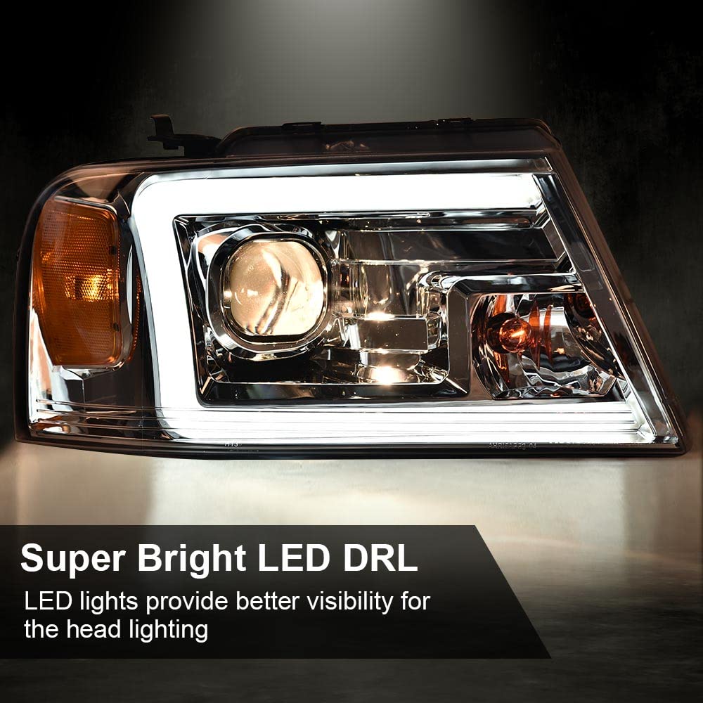 Pit66 Led Drl Headlights, Compatible With 2004-2008 Ford F150/ Compatible With 06-08 Lincoln Mark Lt(Not Compatible With 2004 F150 Heritage/Flareside Beds Models)