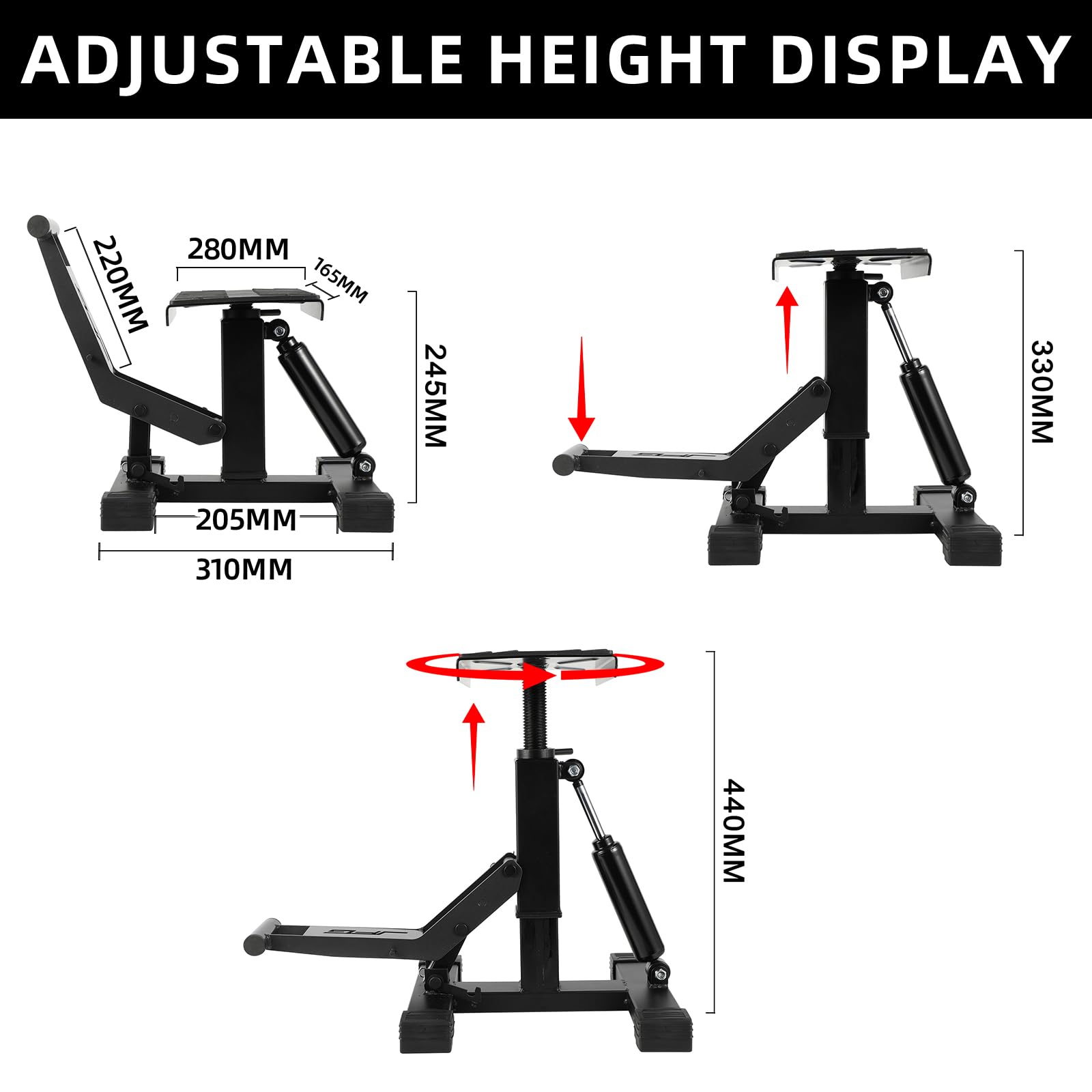 JFG RACING Motorcycle Dirt Bike Stand,1000Lbs Capacity Lift Jack Hoist Table Height Adjustable Lifting Stand Ideal for Dirtbike