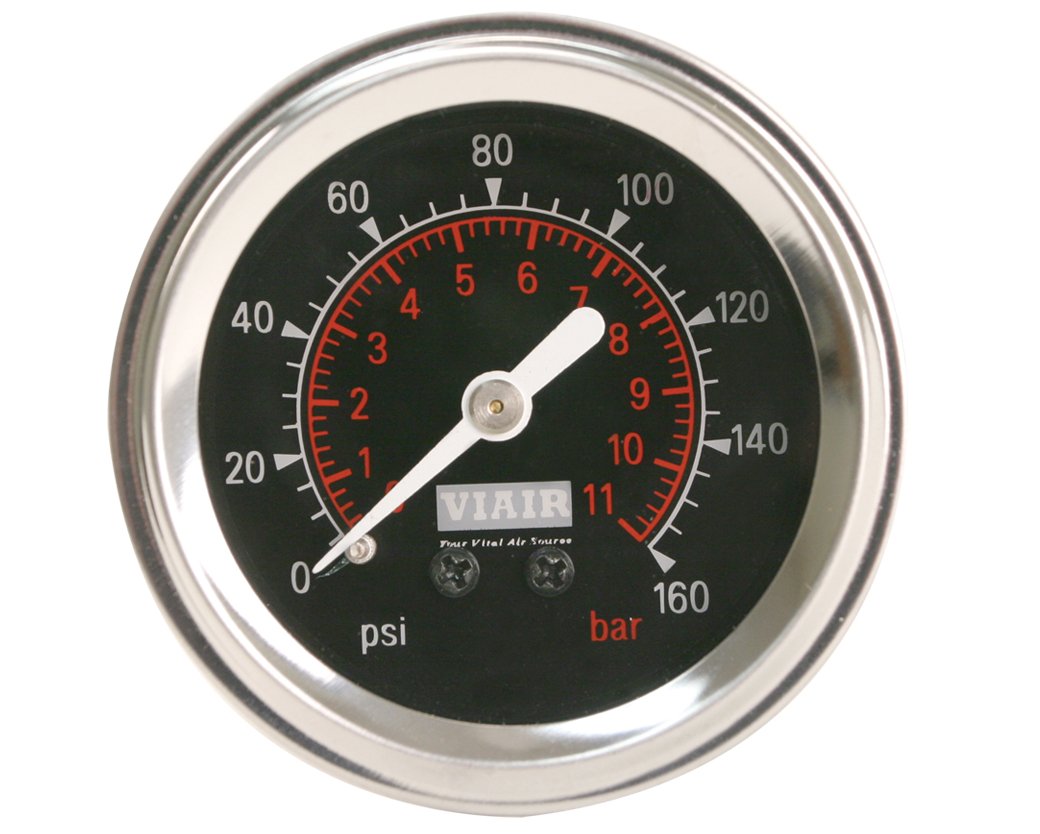 Viair 90088 Black Face 2 160 PSI Illuminated Single Needle Gauge