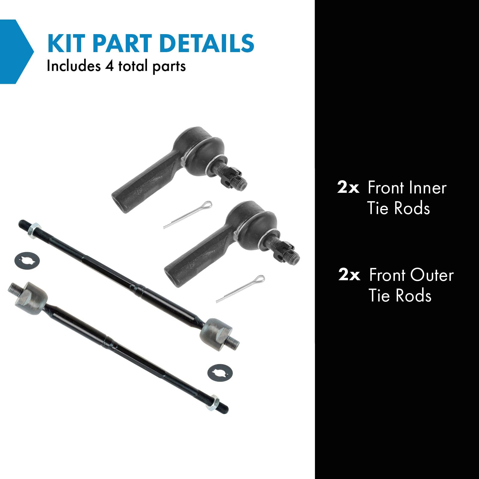 Trq Front Tie Rod Set Compatible With 2004-2006 Scion Xa Xb 2003-2005 Toyota Echo