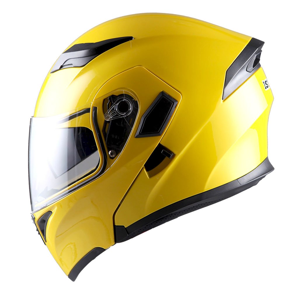 1Storm Motorcycle Modular Full Face Flip Up Dual Visor Helmet + Spoiler Bundle With Freedconn Motorcycle Yellowtooth Headset: Hb