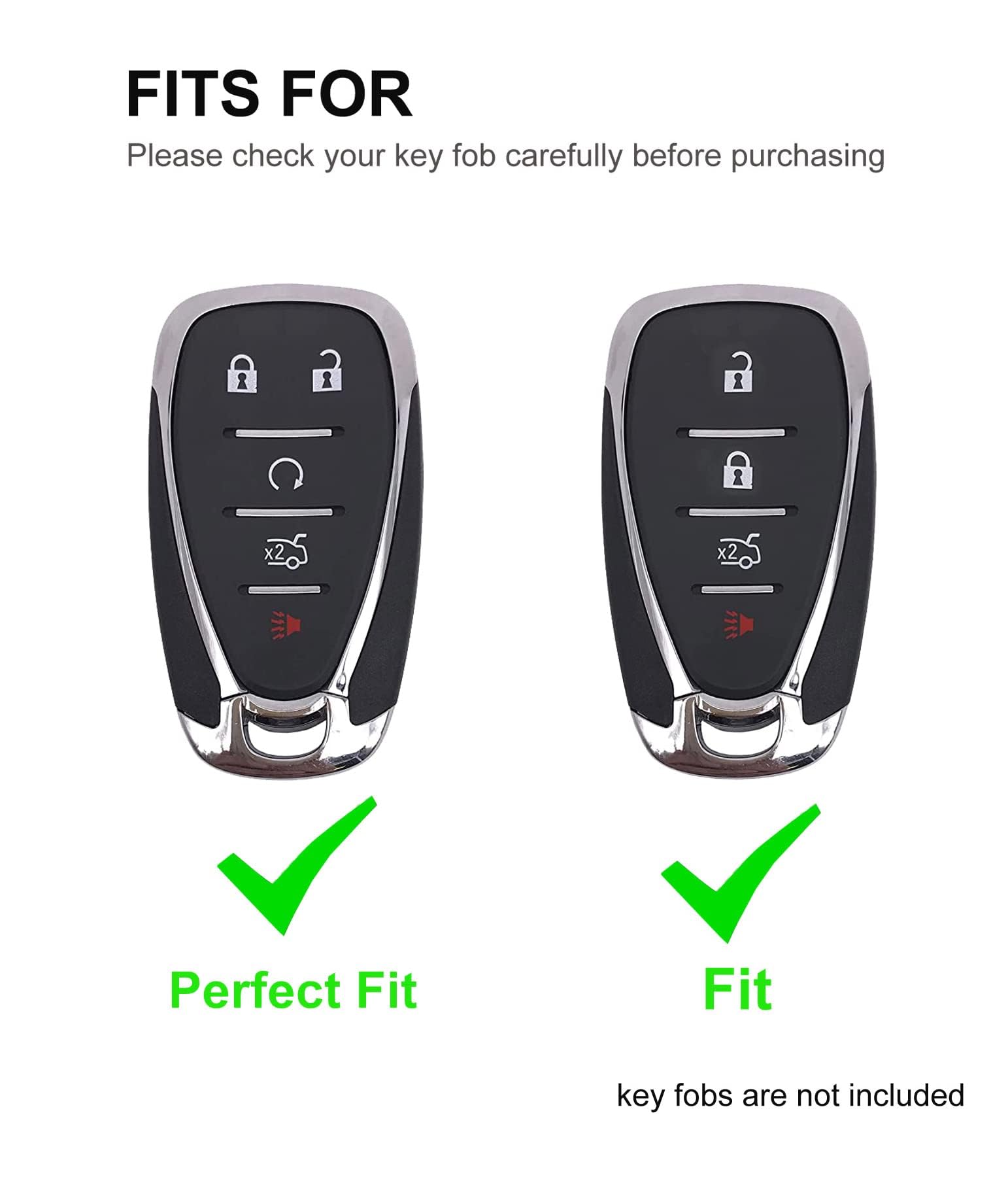 Chyoekey Key Fob Cover Case Shell Keychain For Chevy Equinox Malibu Traverse Blazer Camaro Impala Cruze Volt Bolt Sonic Trax Tah