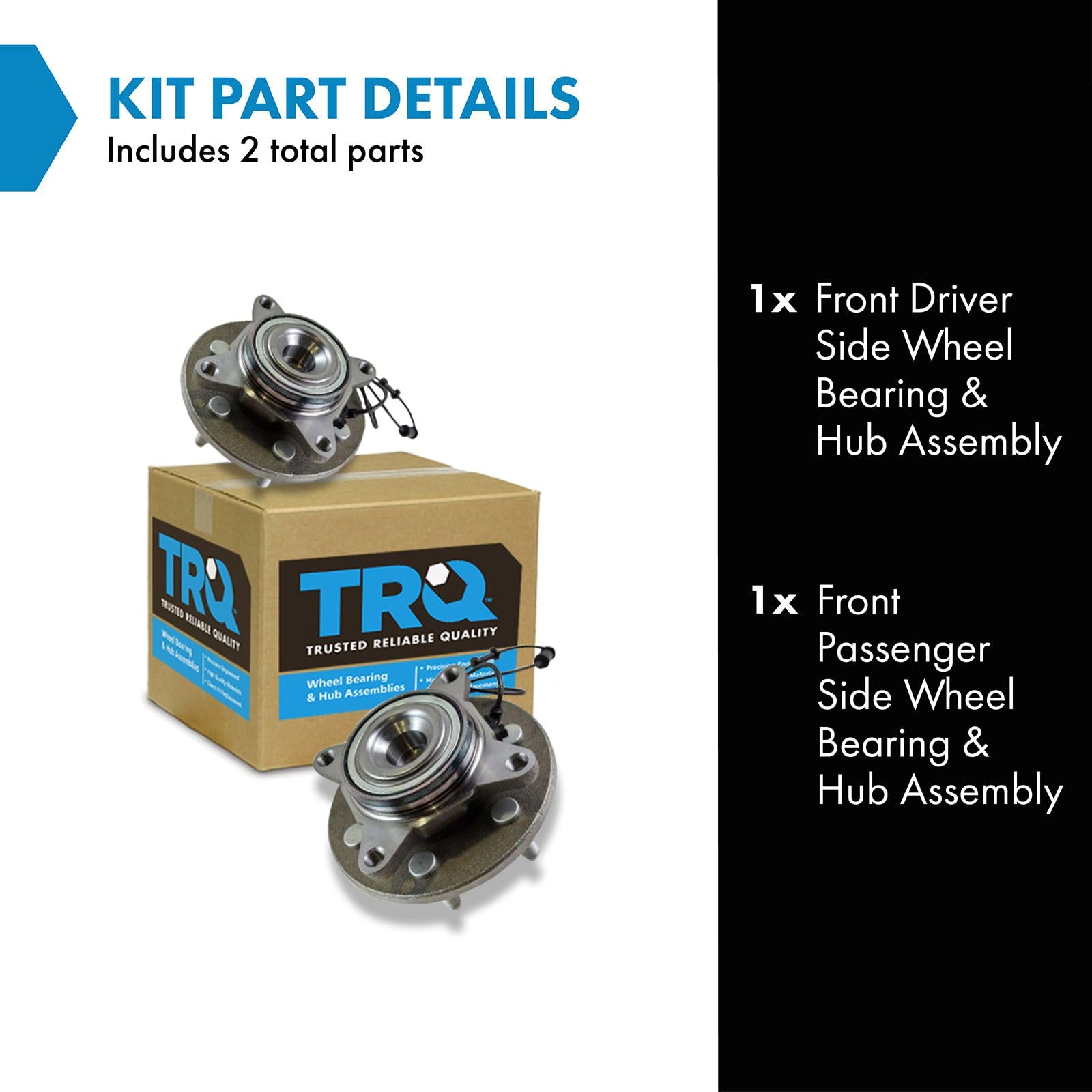 Trq Front Wheel Hub Bearings Assembly Set Compatible With 2002-2006 Ford Expedition Lincoln Navigator