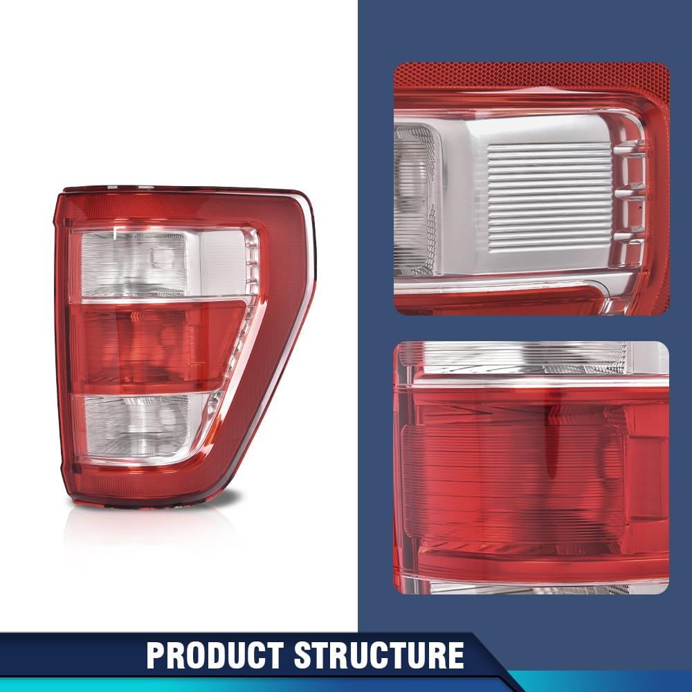 Pit66 Tail Lights Brake Lamps Left And Right Compatible With Ford F150 Xl 2021-2023, Fit For W/Factory Incandescent And W/O Blin