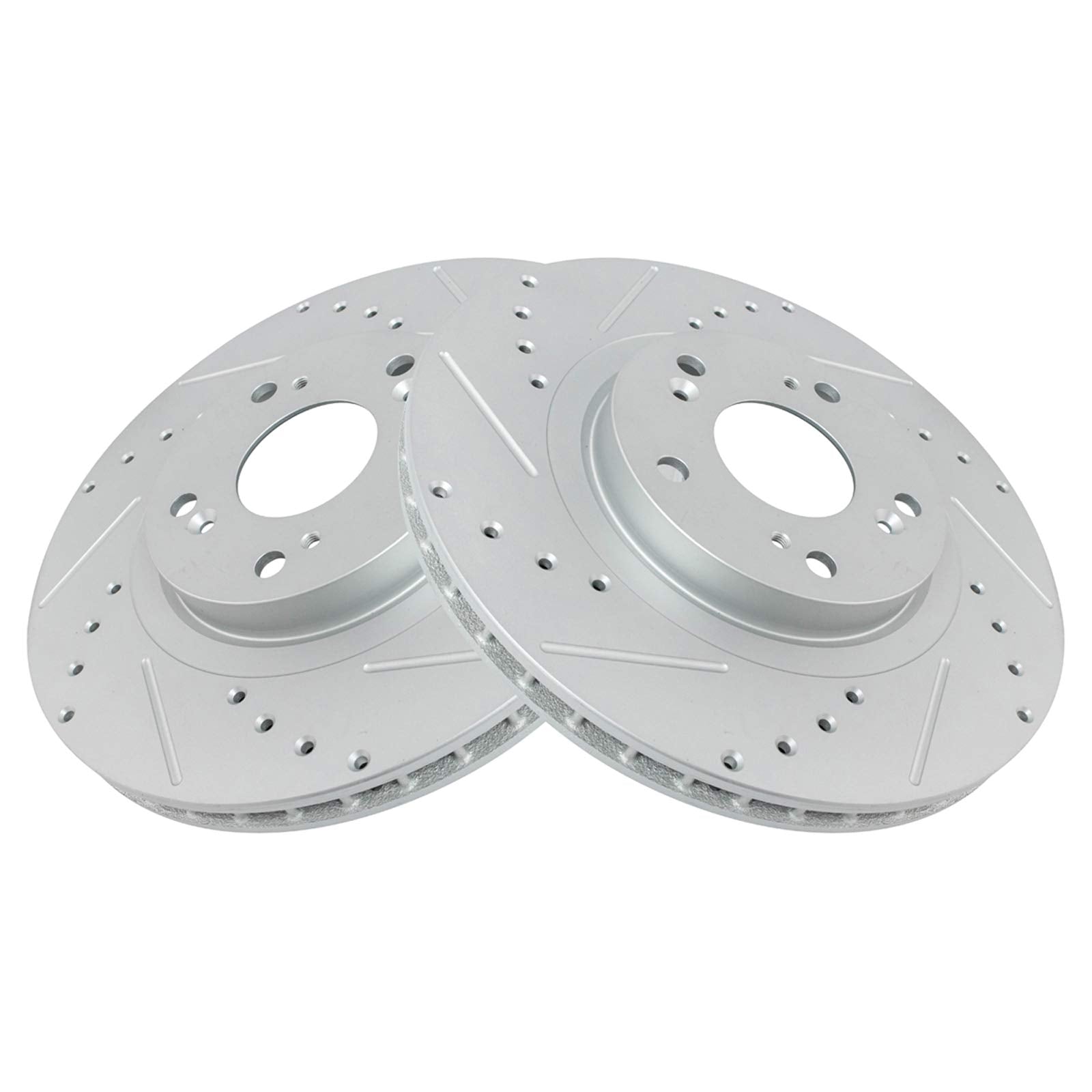 Trq Front Performance Brake Rotors Set Premium G-Coated Cross Drilled & Slotted Compatible With 2002-2006 Acura Rsx 2006-2011 Ho