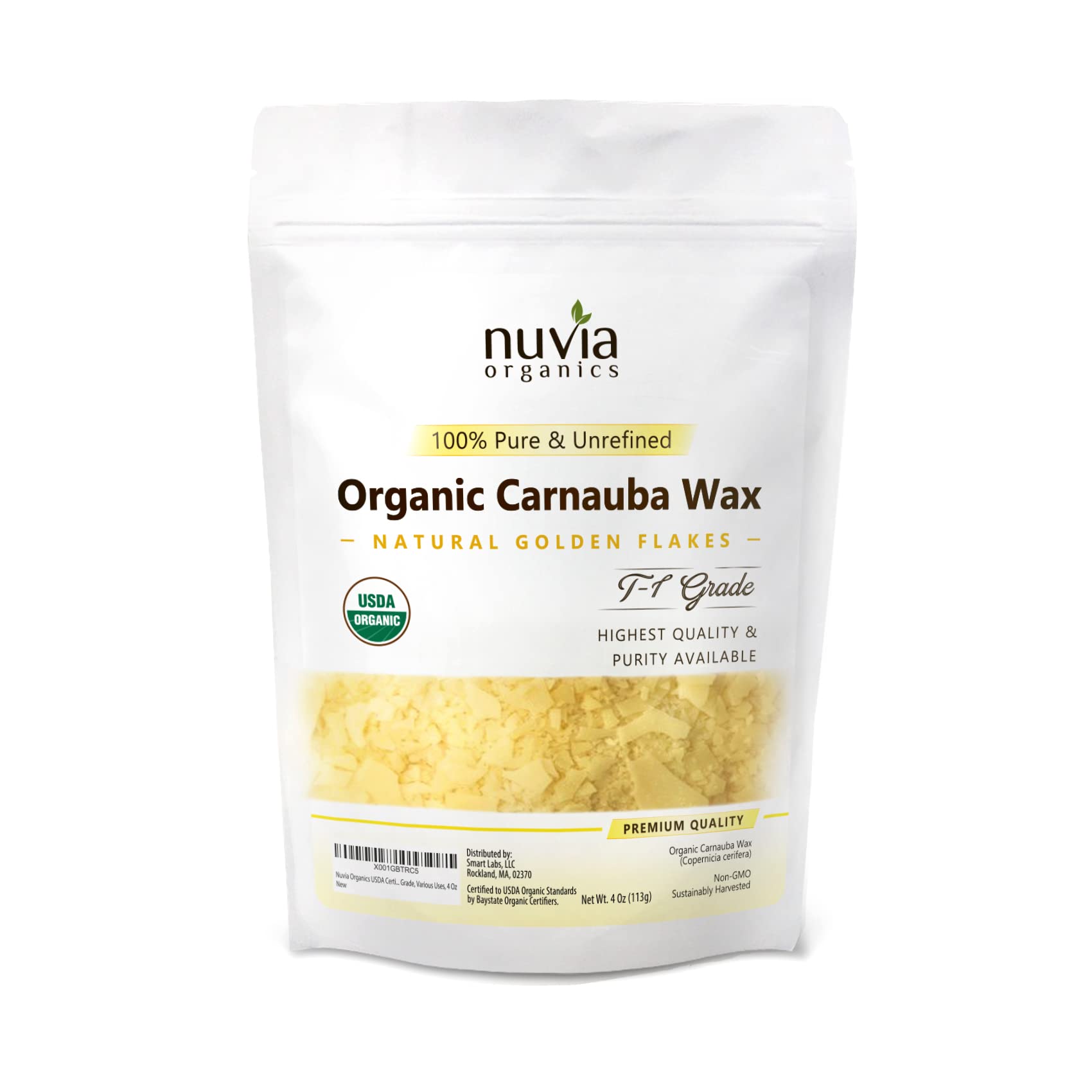 Organic Carnauba Wax - Usda Certified Organic, Non-Gmo, Sustainably Harvested Plant Based Wax; 4Oz