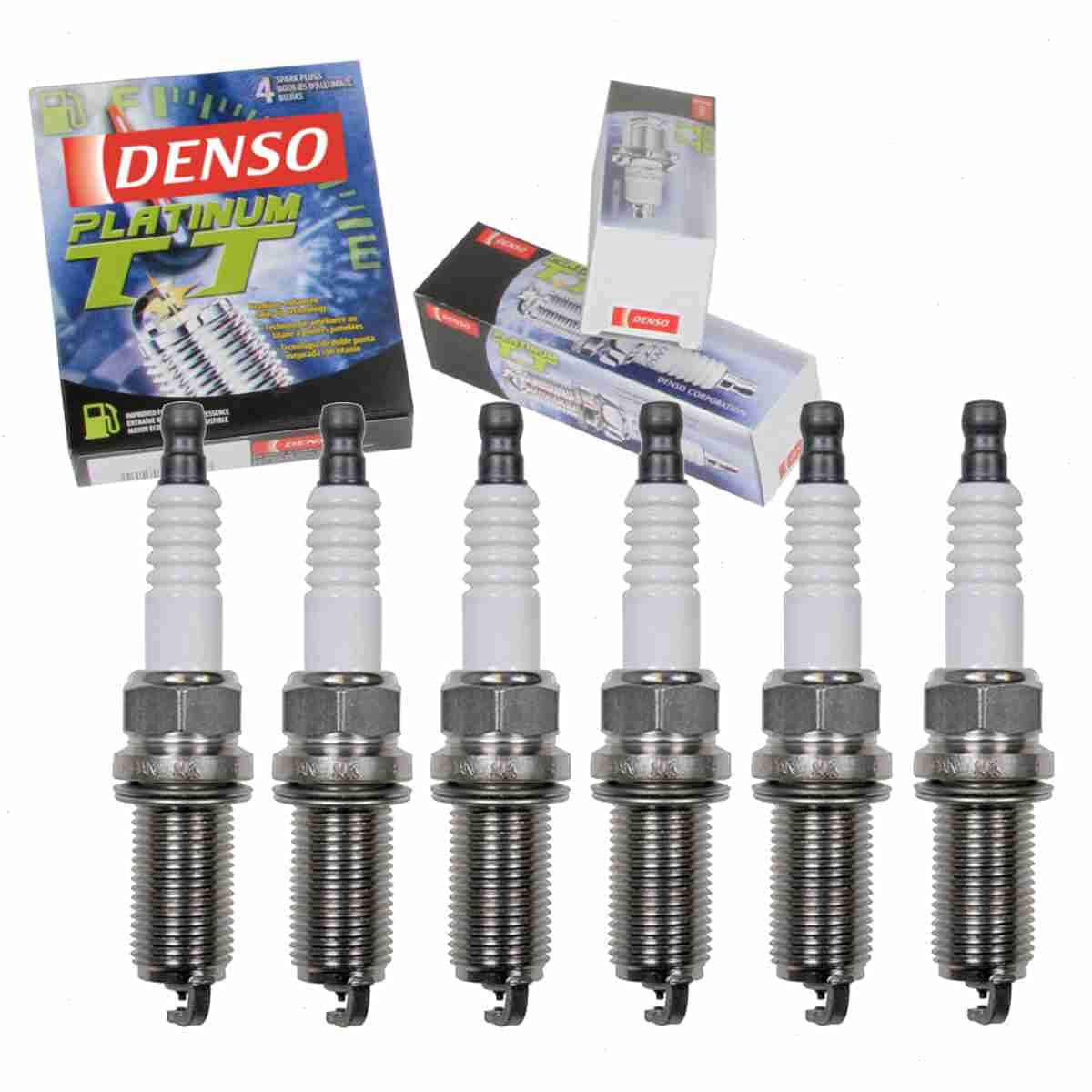 6 pc DENSO Platinum TT Spark Plugs compatible with Nissan Frontier 4.0L V6 2005-2016