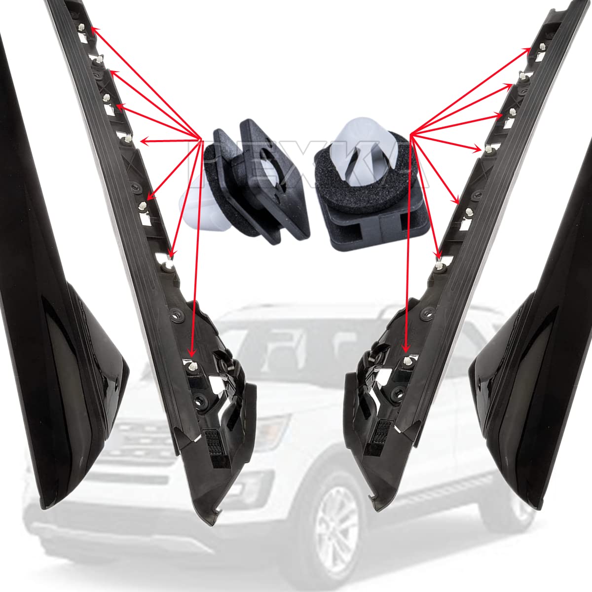 Rexka 15Pcs A Pillar Trim Hardware Windshield Moulding Retaining Clips Compatible With Ford Explorer 2011-2019 Bb5Z-78519R44-A Bb5Z78519R44A